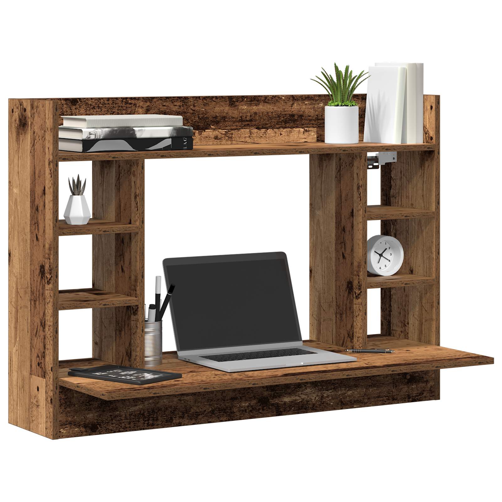 Wall-Mounted Desk Old Wood 105x48x75 cm Engineered Wood - Image 3