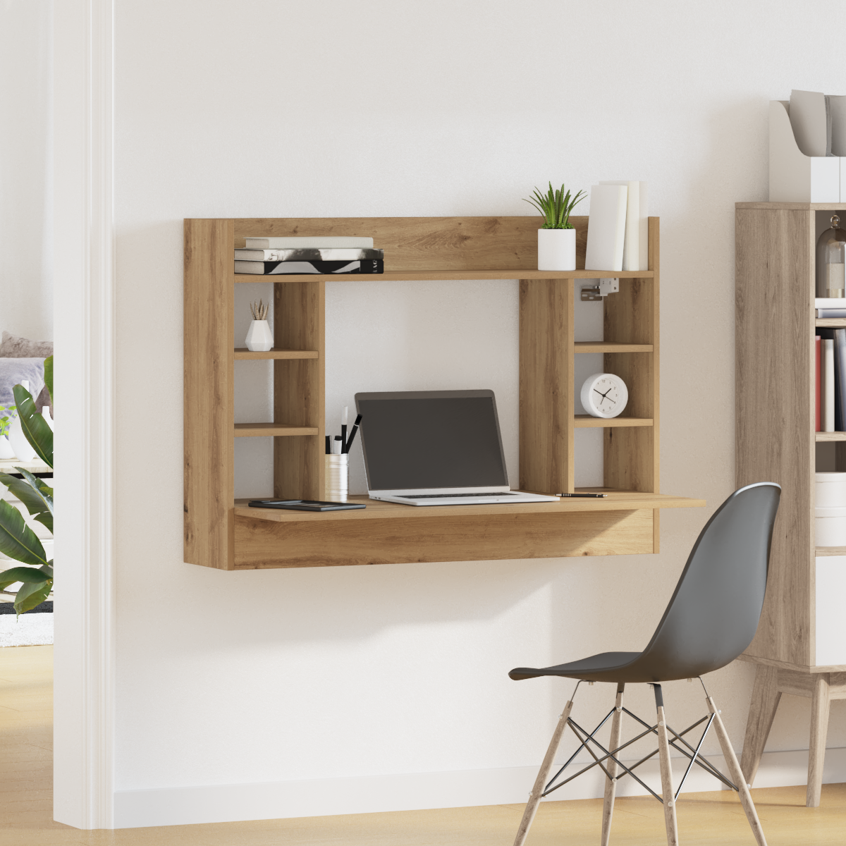 Wall-Mounted Desk Artisan Oak 105x48x75 cm Engineered Wood - Image 4