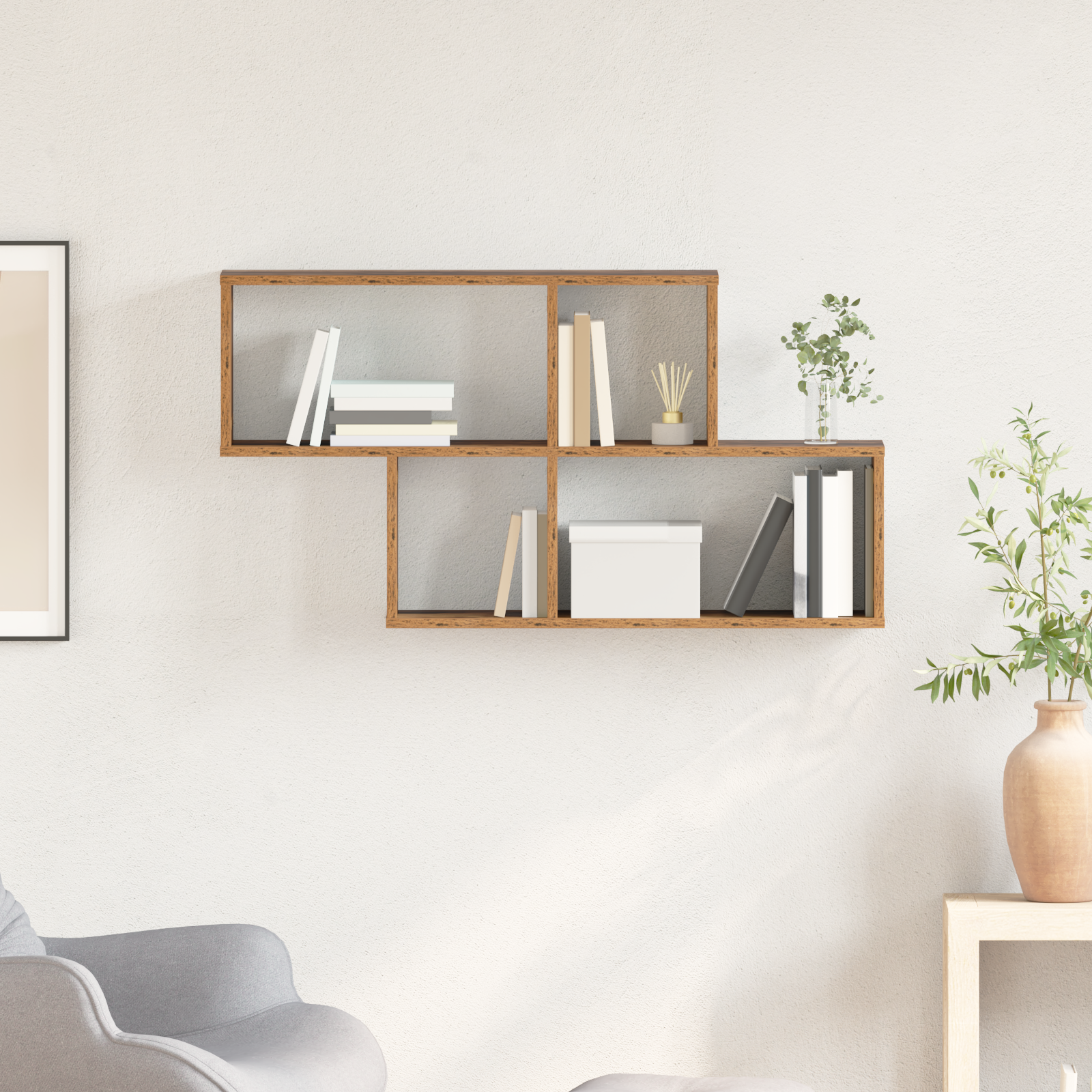 Wall Shelf Old Wood 100x20x53 cm Engineered Wood - Image 4