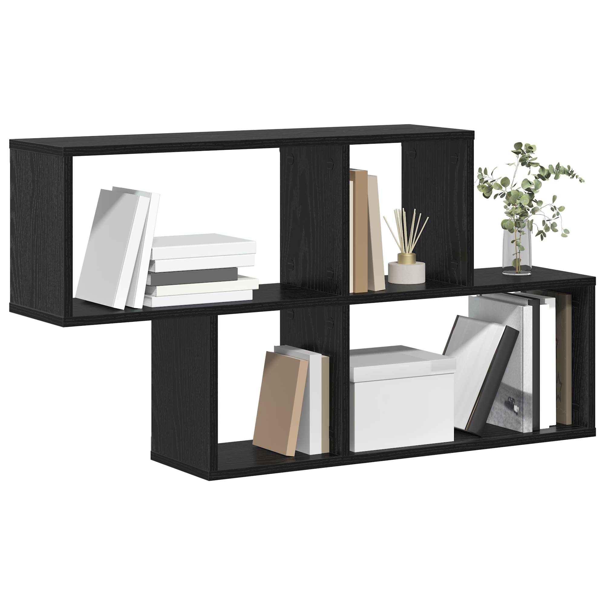 Wall Shelf Black Oak 100x20x53 cm Engineered Wood - Image 3