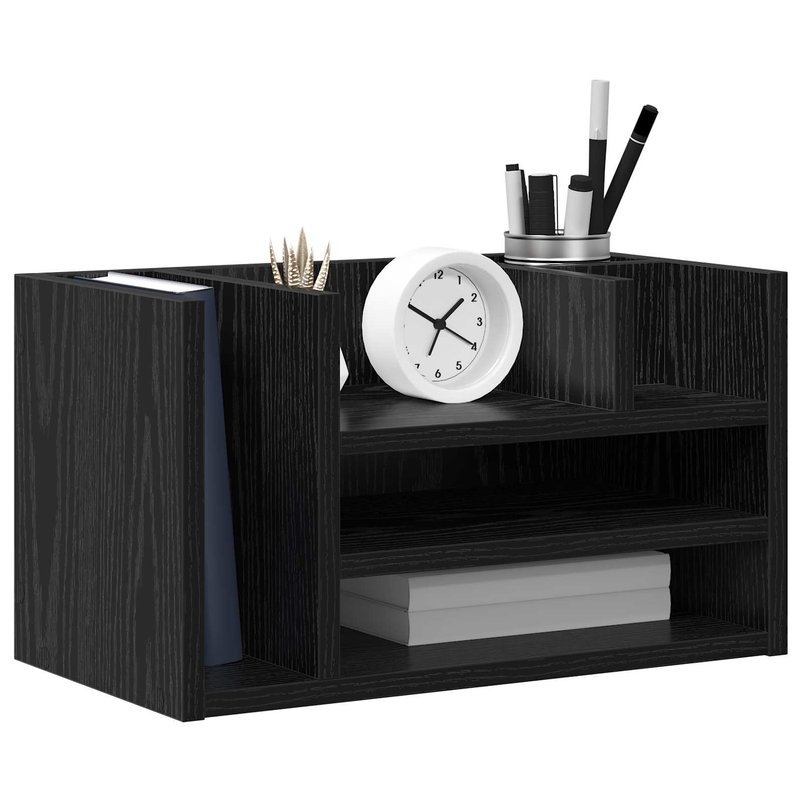 Thumbnail - vidaXL Schreibtisch Organizer Schwarz Eiche 44.5x24x25 cm Ingenieurholz