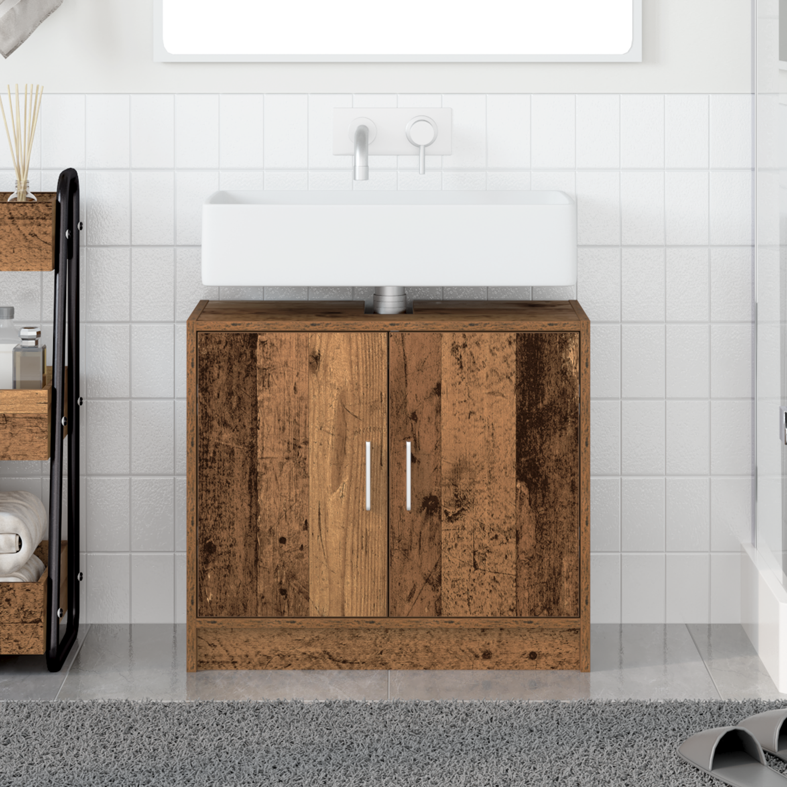 Sink Cabinet Old Wood 63x29x55 cm Engineered Wood
