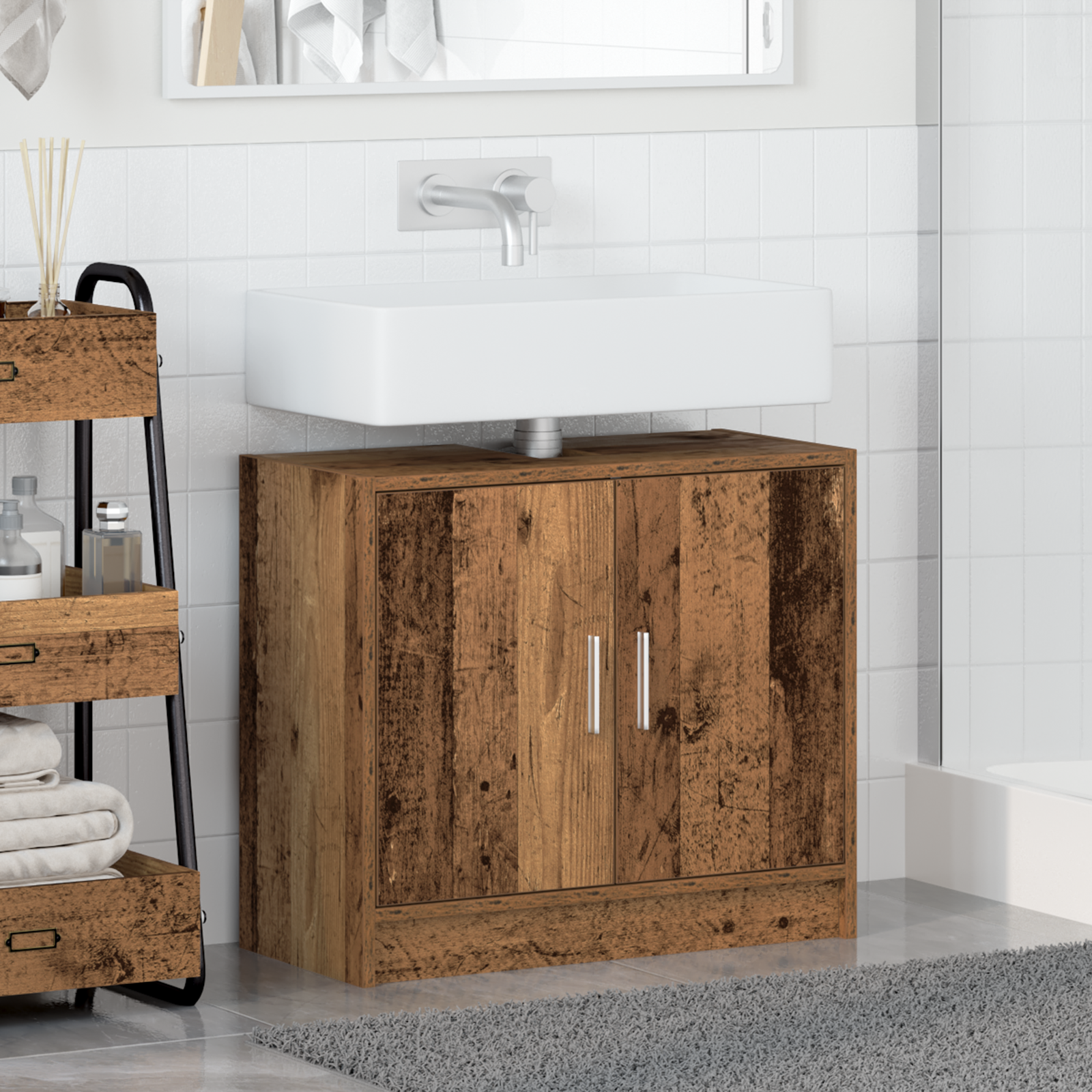 Sink Cabinet Old Wood 63x29x55 cm Engineered Wood - Image 4