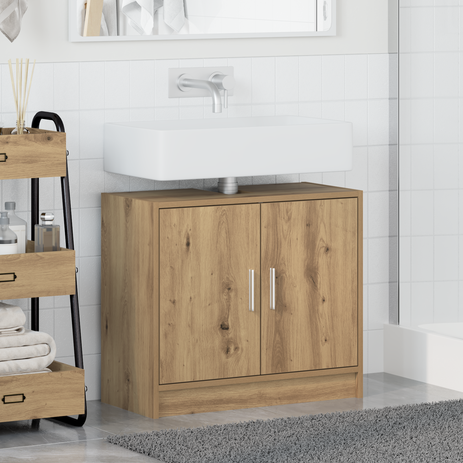 Sink Cabinet Artisan Oak 63x29x55 cm Engineered Wood - Image 4