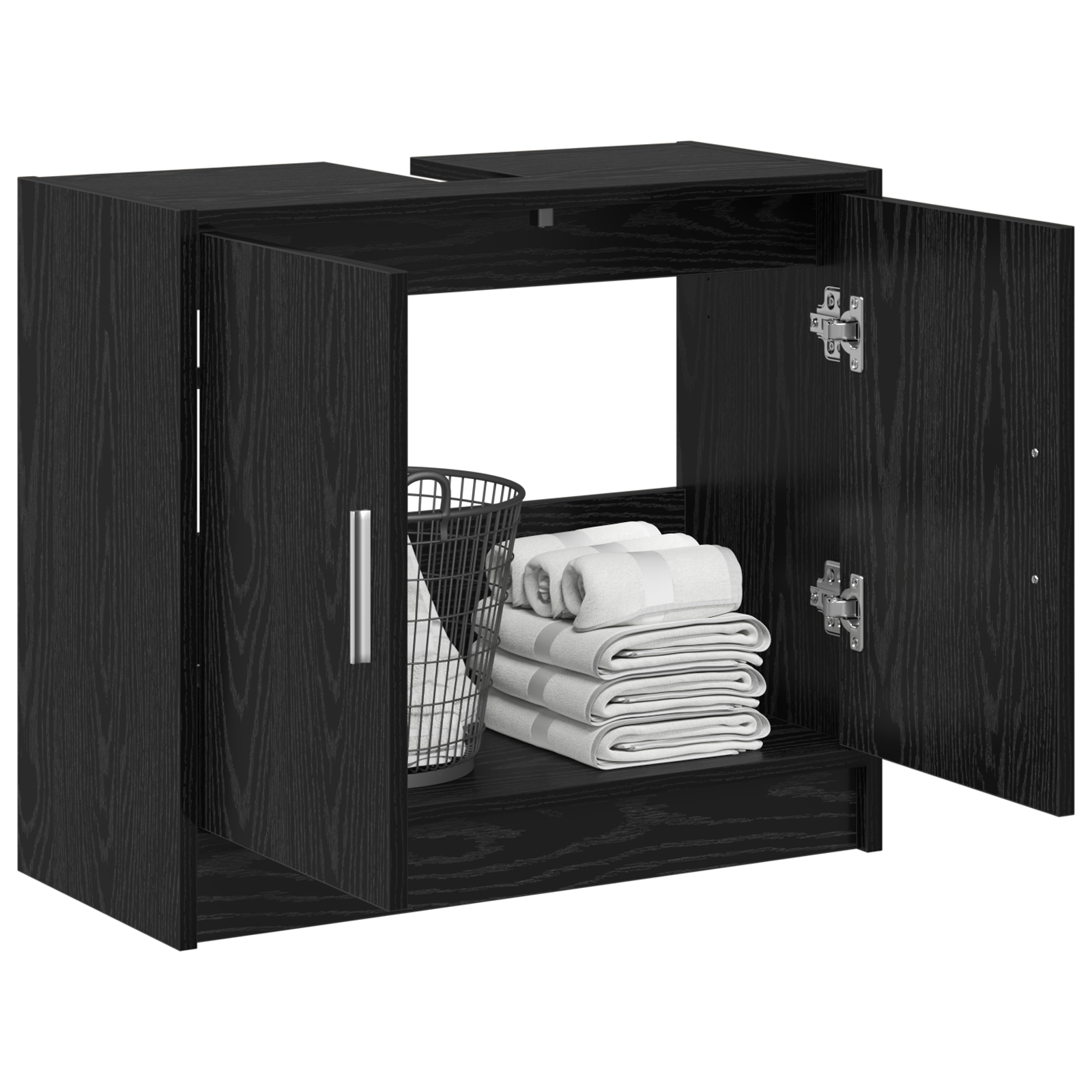 Sink Cabinet Black Oak 63x29x55 cm Engineered Wood - Image 3