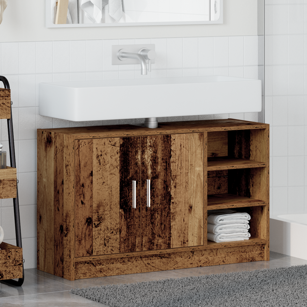 Sink Cabinet Old Wood 90x29x55 cm Engineered Wood - Image 4