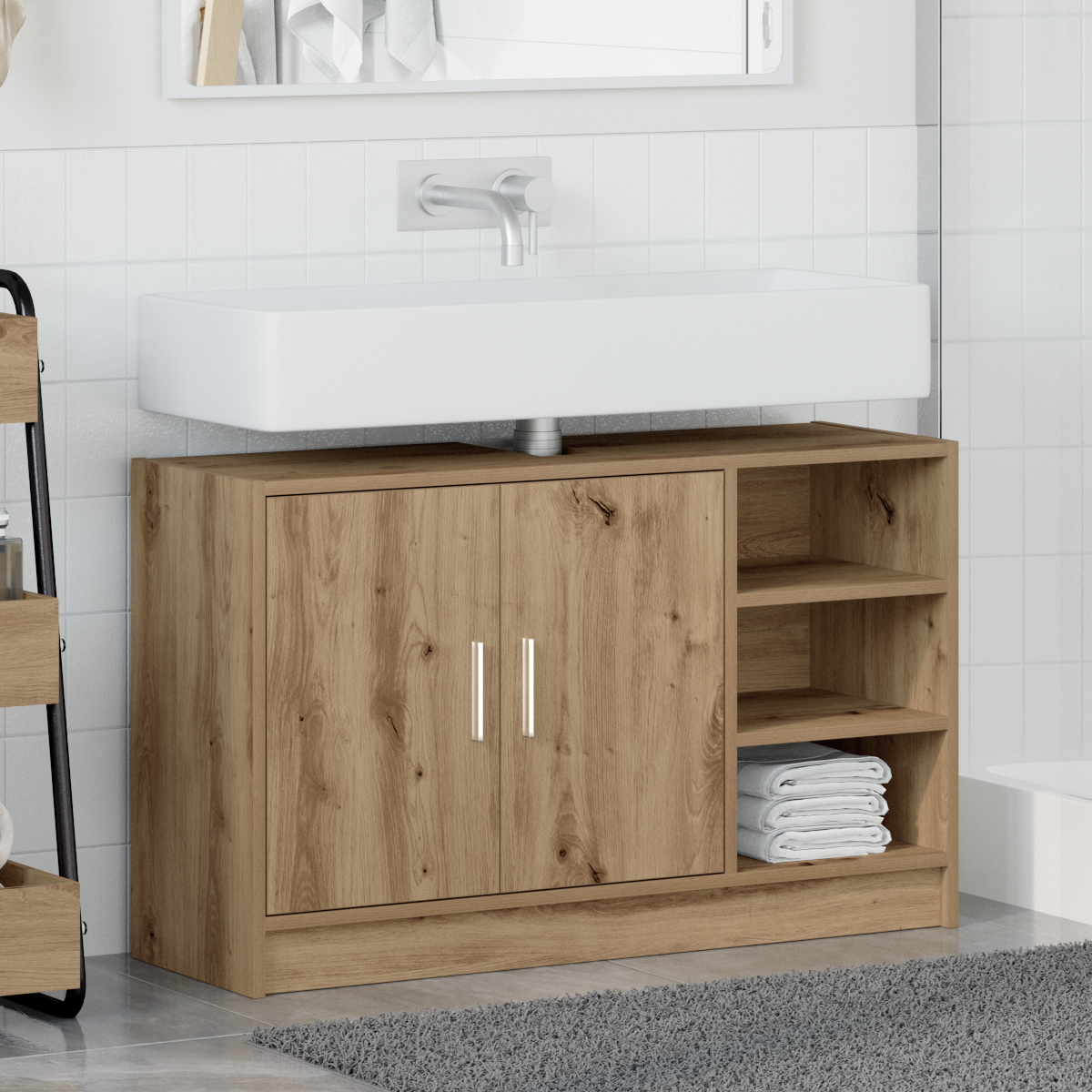 Sink Cabinet Artisan Oak 90x29x55 cm Engineered Wood - Image 4