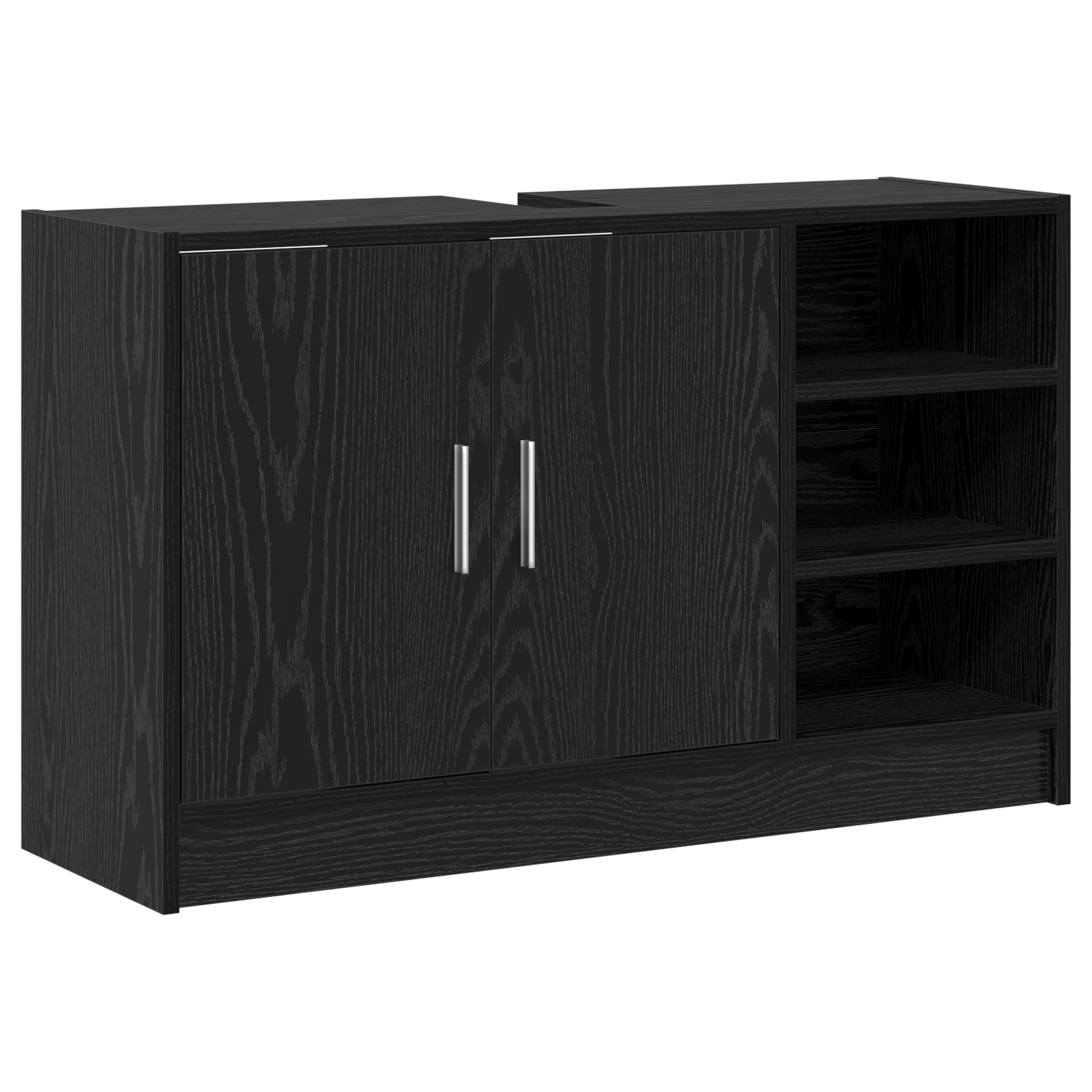 Sink Cabinet Black Oak 90x29x55 cm Engineered Wood - Image 2