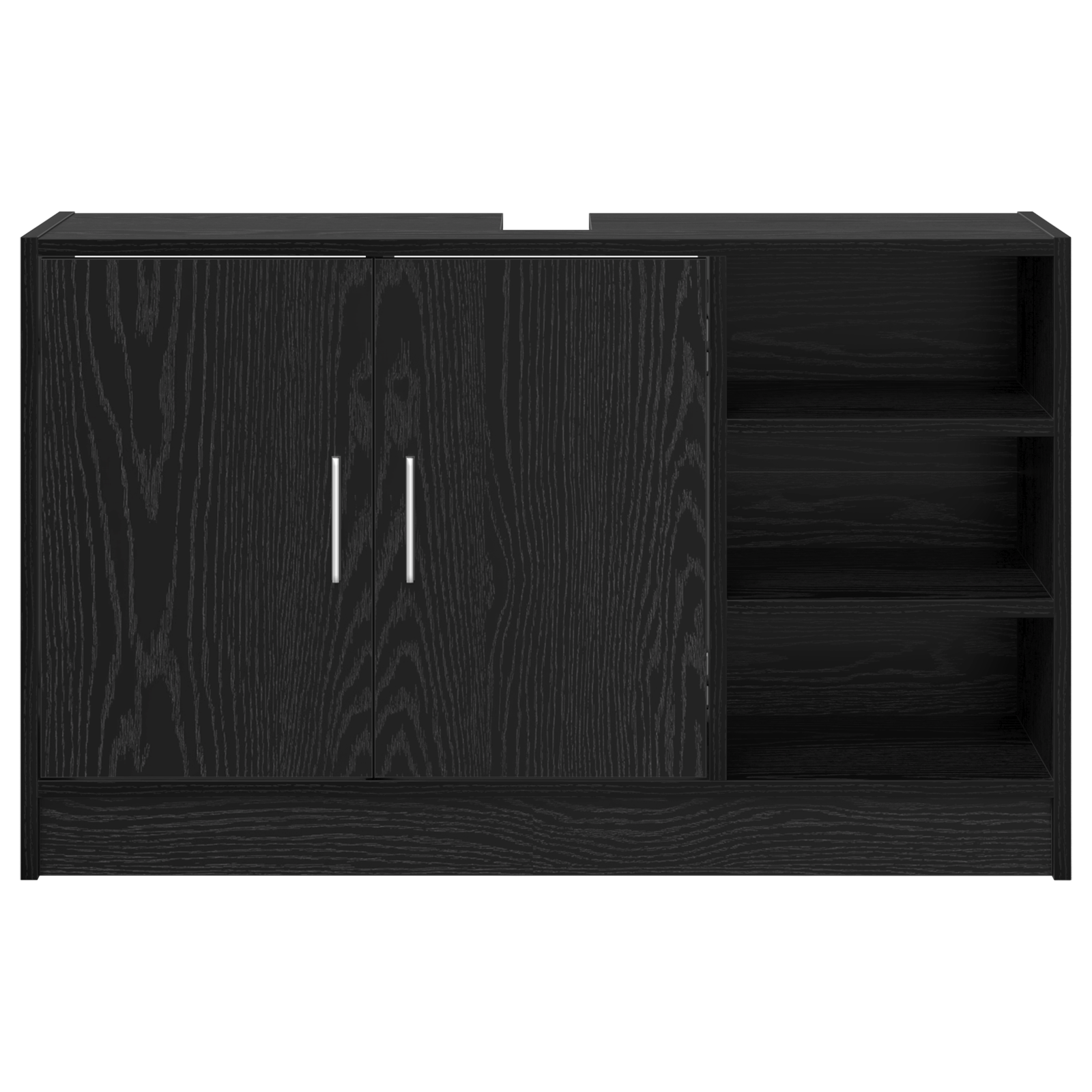Sink Cabinet Black Oak 90x29x55 cm Engineered Wood - Image 6
