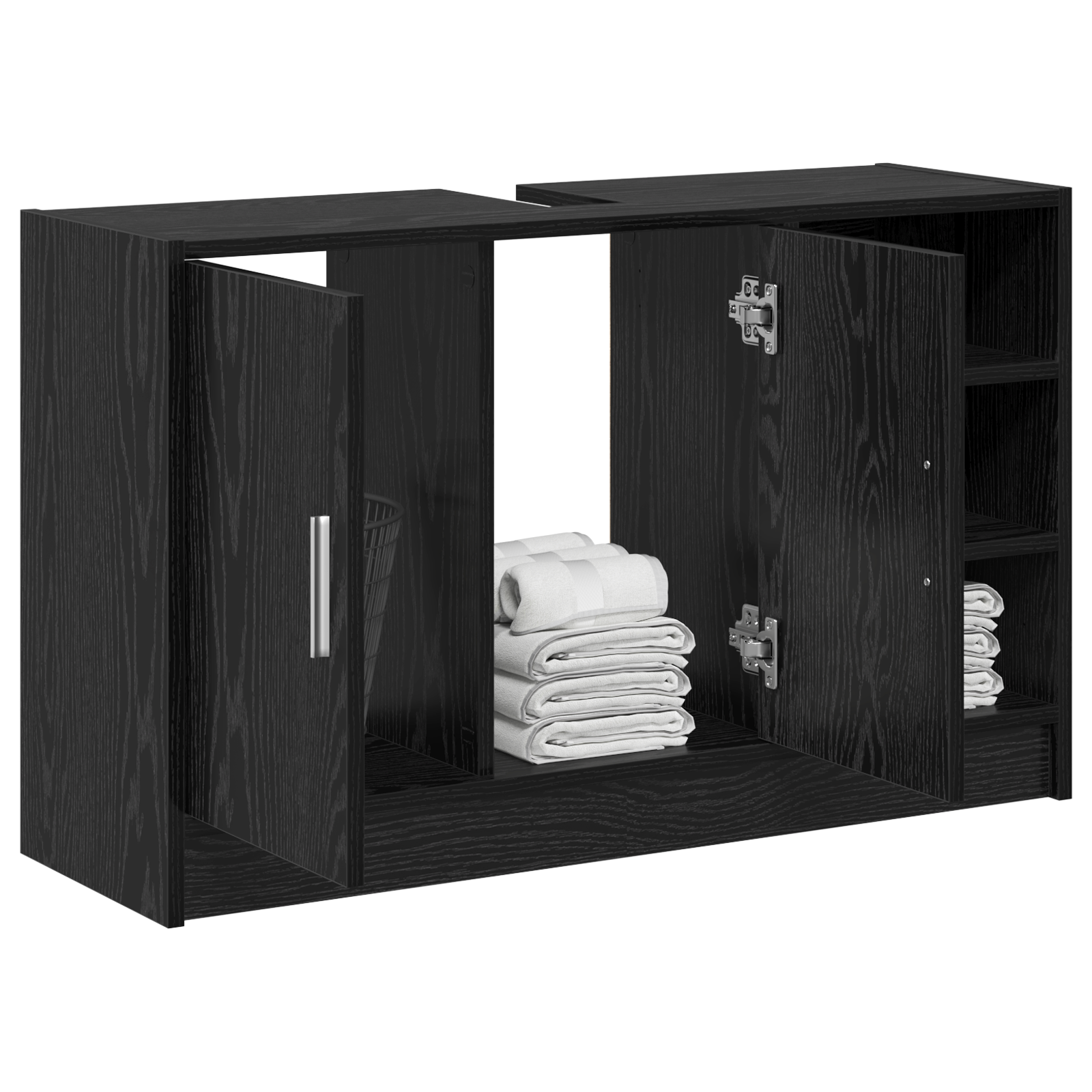 Sink Cabinet Black Oak 90x29x55 cm Engineered Wood - Image 3