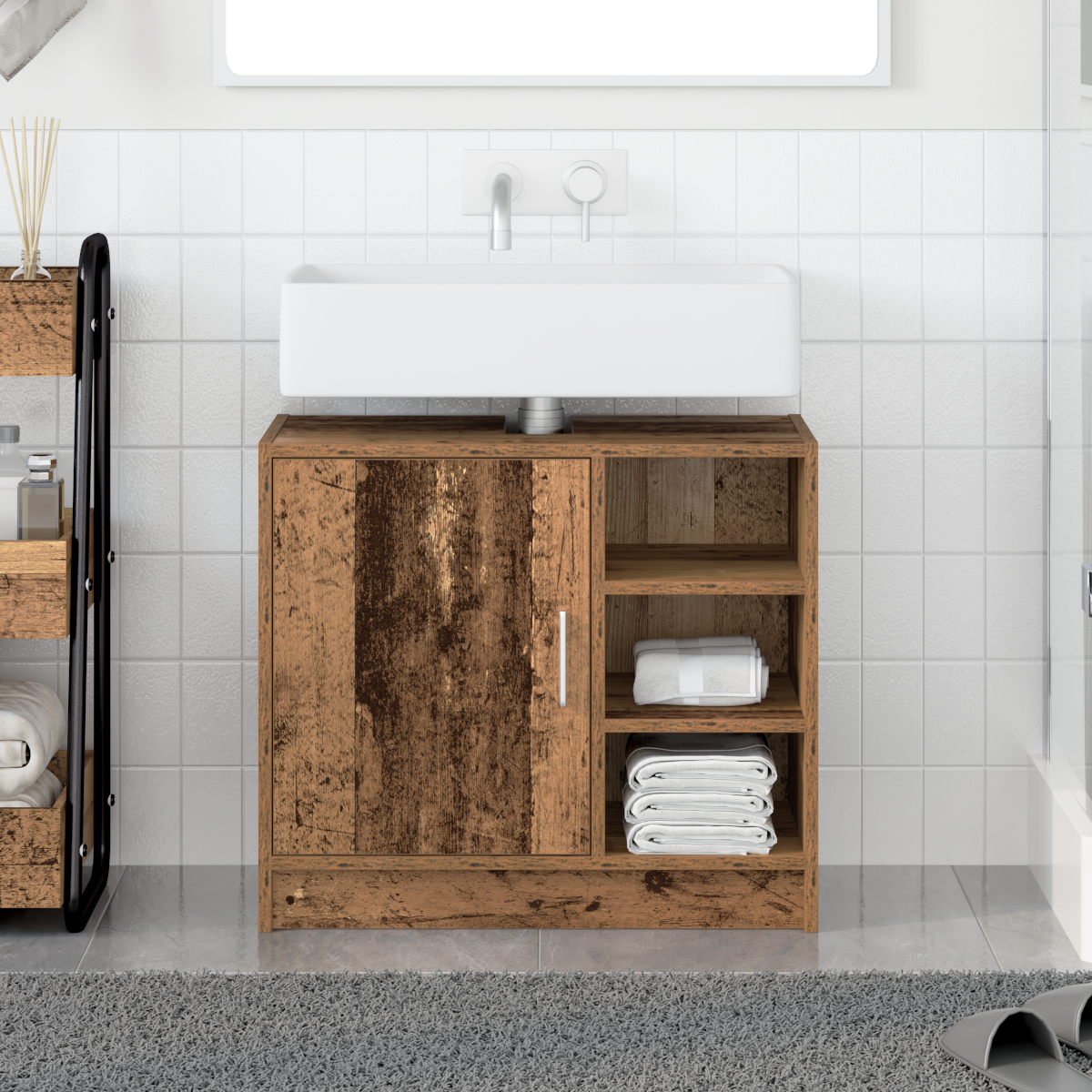 Sink Cabinet Old Wood 63x29x55 cm Engineered Wood