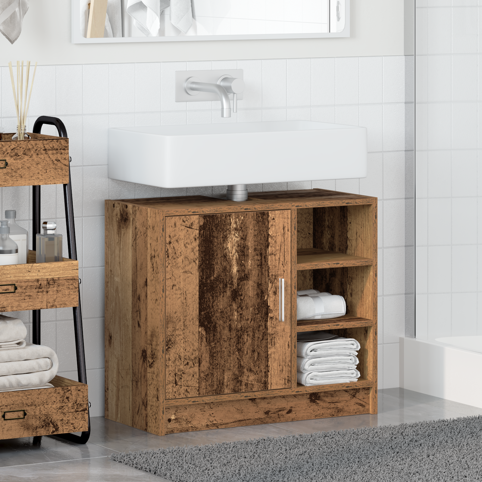 Sink Cabinet Old Wood 63x29x55 cm Engineered Wood - Image 4