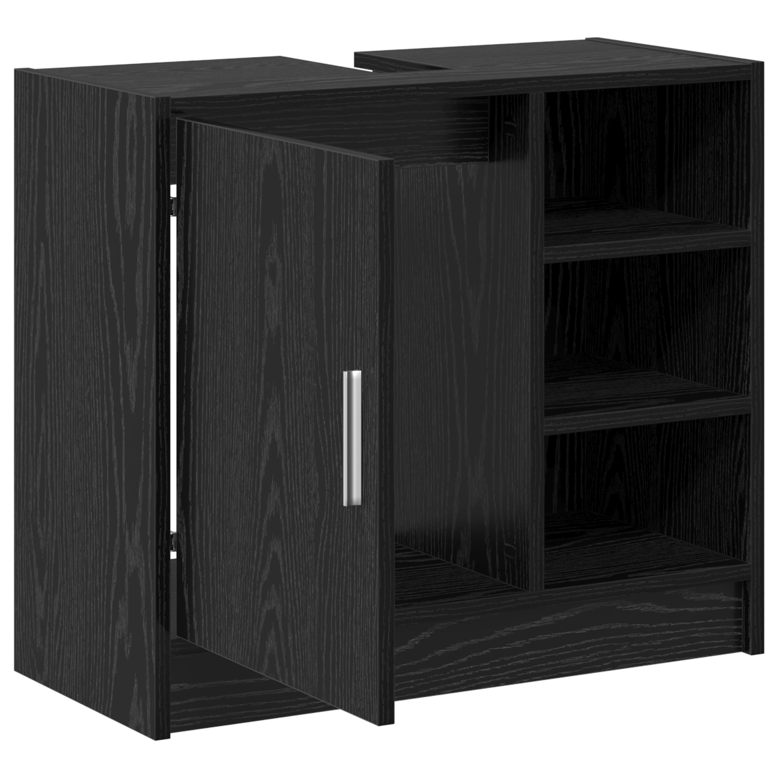 Sink Cabinet Black Oak 63x29x55 cm Engineered Wood - Image 5