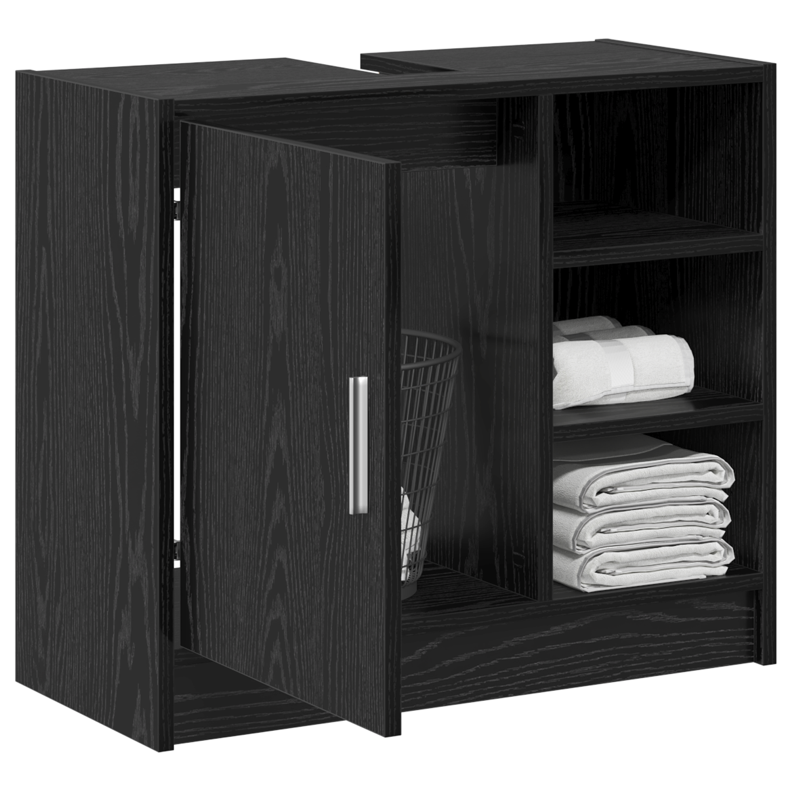Sink Cabinet Black Oak 63x29x55 cm Engineered Wood - Image 3