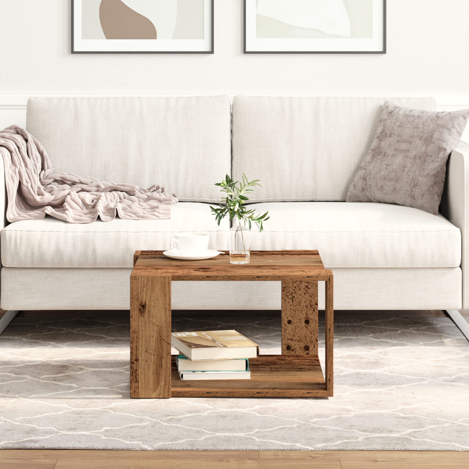 Coffee Table Old Wood 51.5x51.5x30 cm Engineered Wood