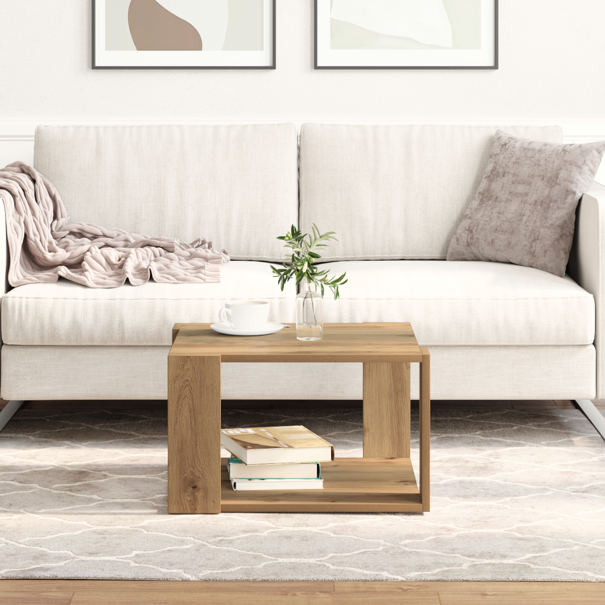 Coffee Table Artisan Oak 51,5x51,5x30 cm Engineered Wood