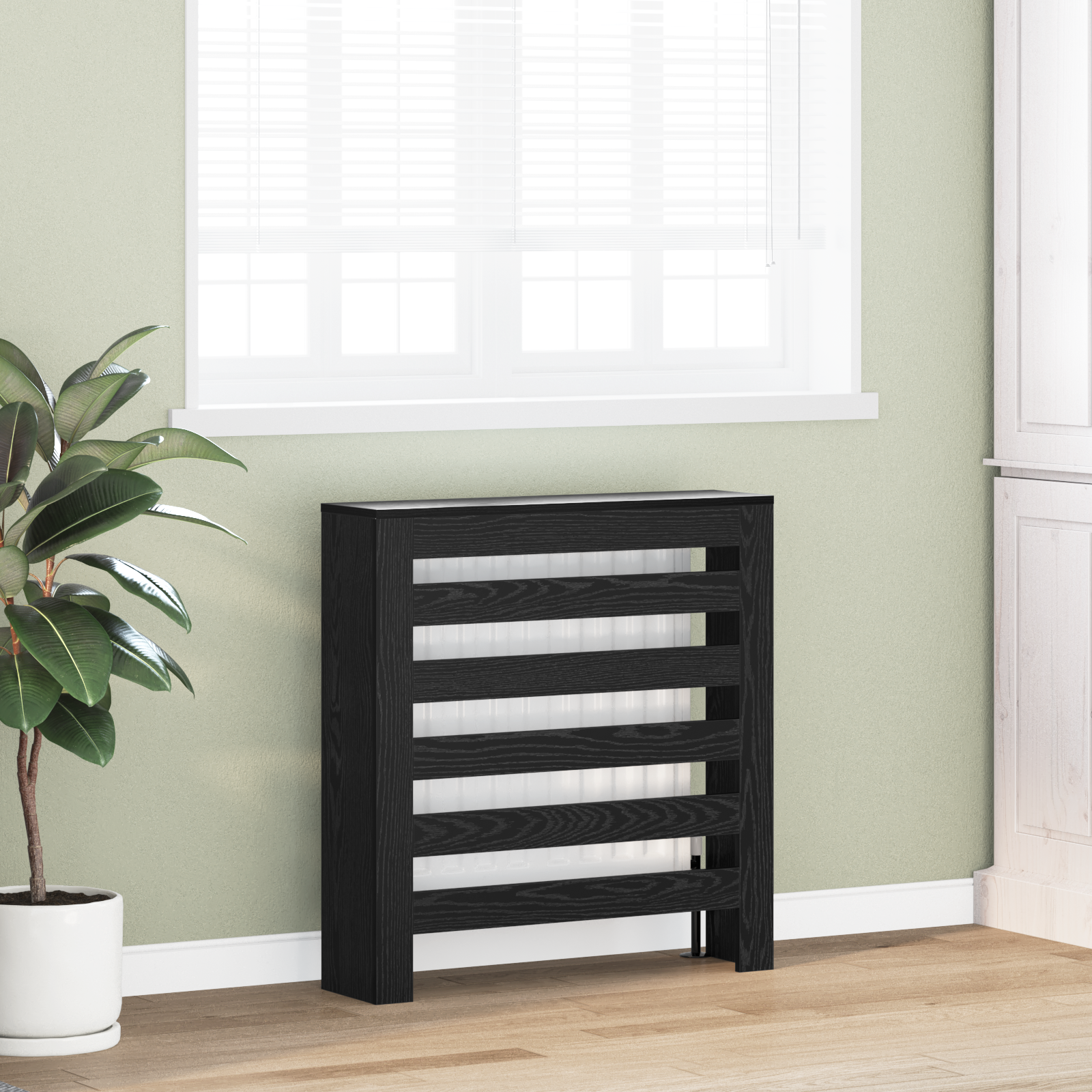 Radiator Cover Black Oak 78x20x82 cm Engineered Wood - Image 3