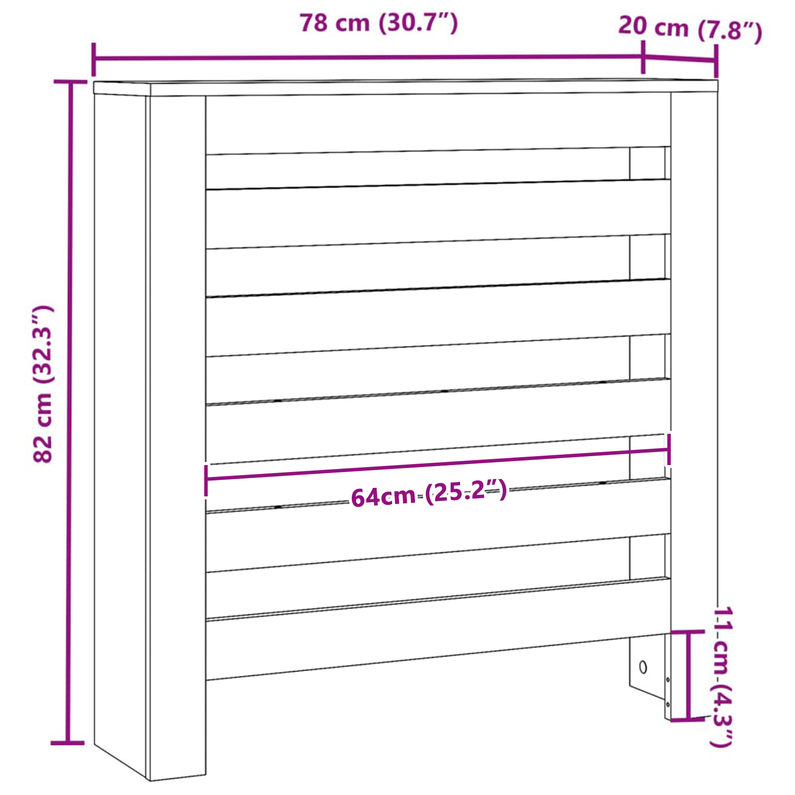 Radiator Cover Black Oak 78x20x82 cm Engineered Wood - Image 8