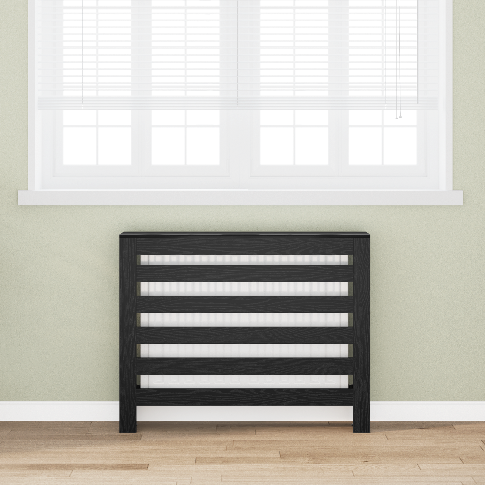 Radiatorafdekking Zwart Eiken 104x20x82 cm Bewerkt Hout