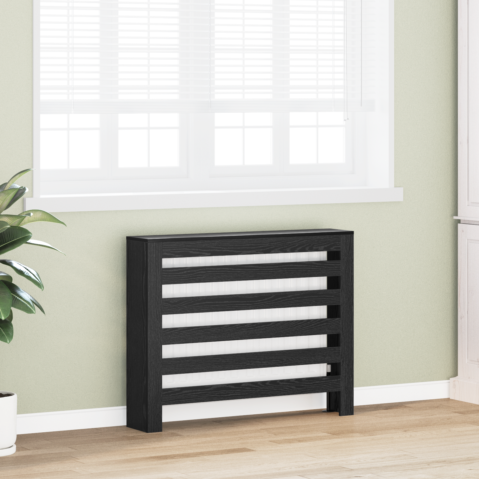 Radiator Cover Black Oak 104x20x82 cm Engineered Wood - Image 3