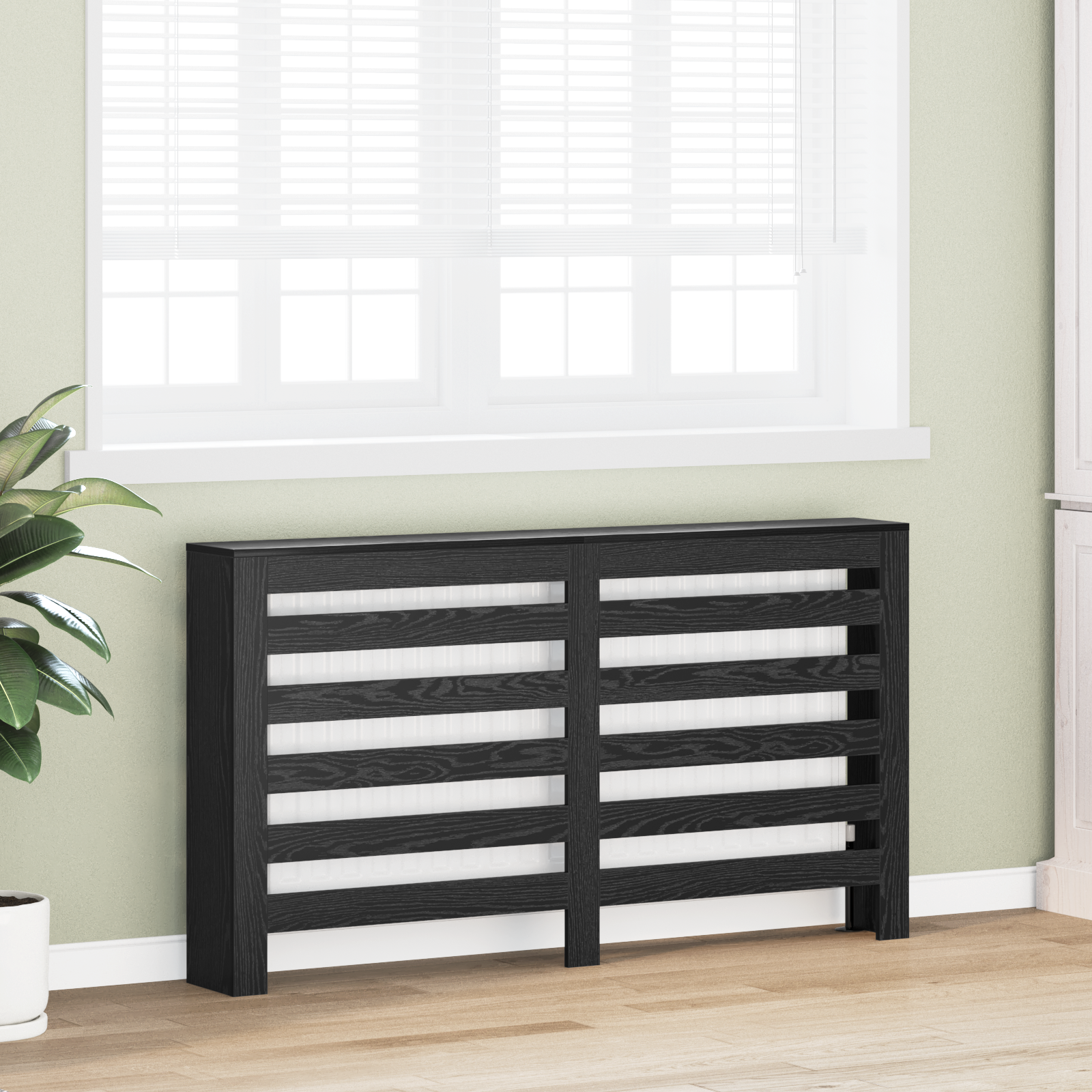 Radiator Cover Black Oak 149x20x82 cm Engineered Wood - Image 3