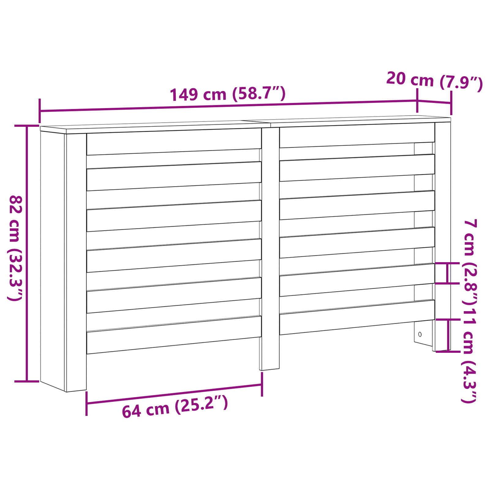 Radiator Cover Black Oak 149x20x82 cm Engineered Wood - Image 8
