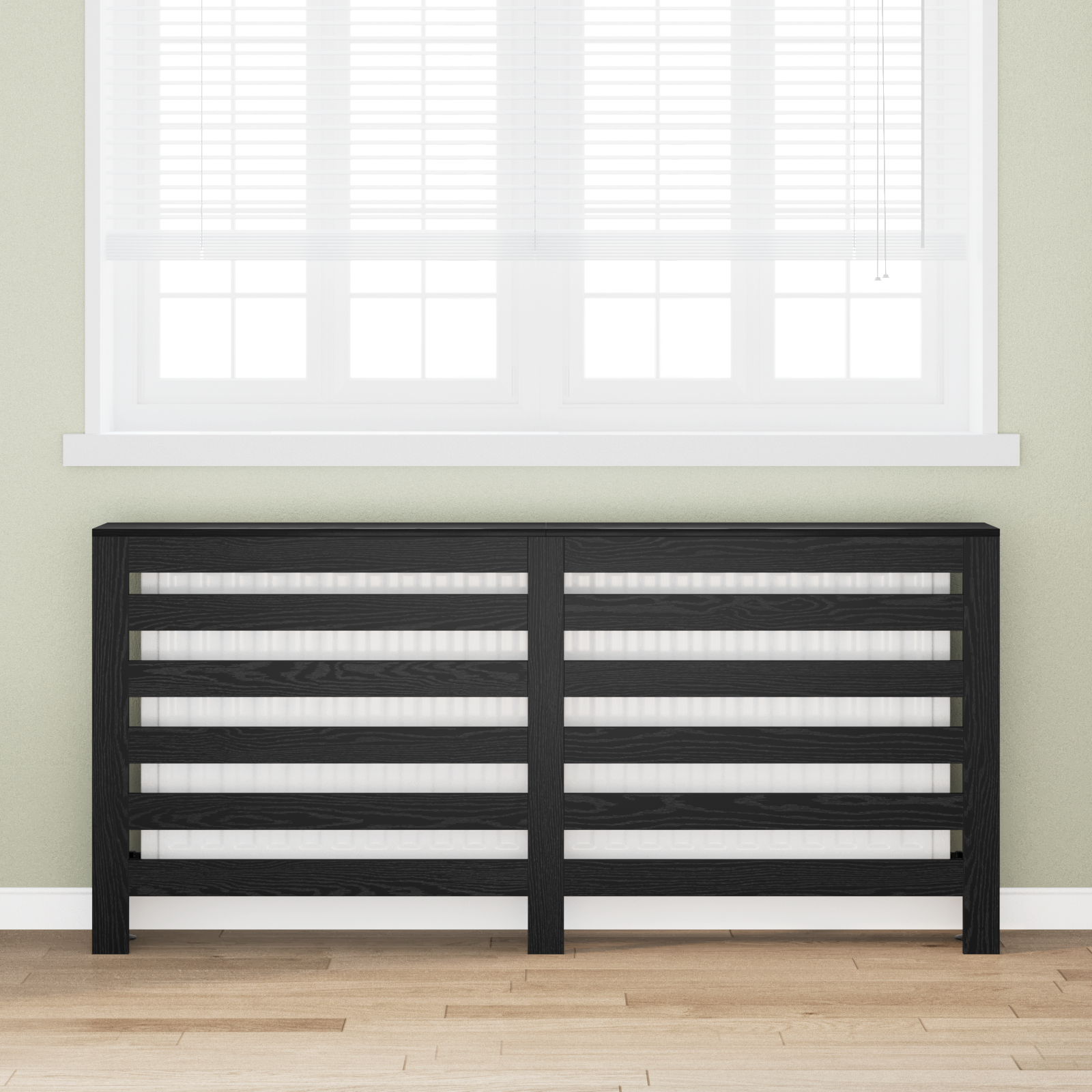 Radiator Bedekking Zwarte Eiken 175x20x82 cm Gelaagd Hout