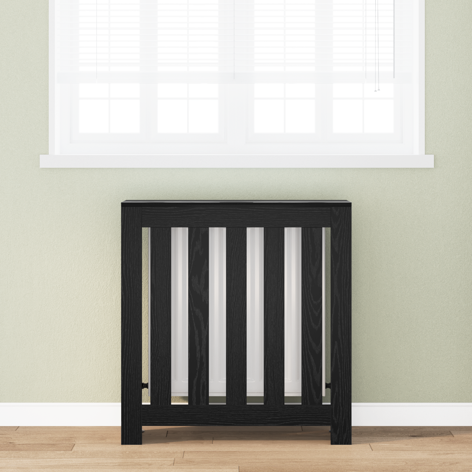 Radiator Cover Zwart Eiken 78x20x82 cm Bewerkt Hout