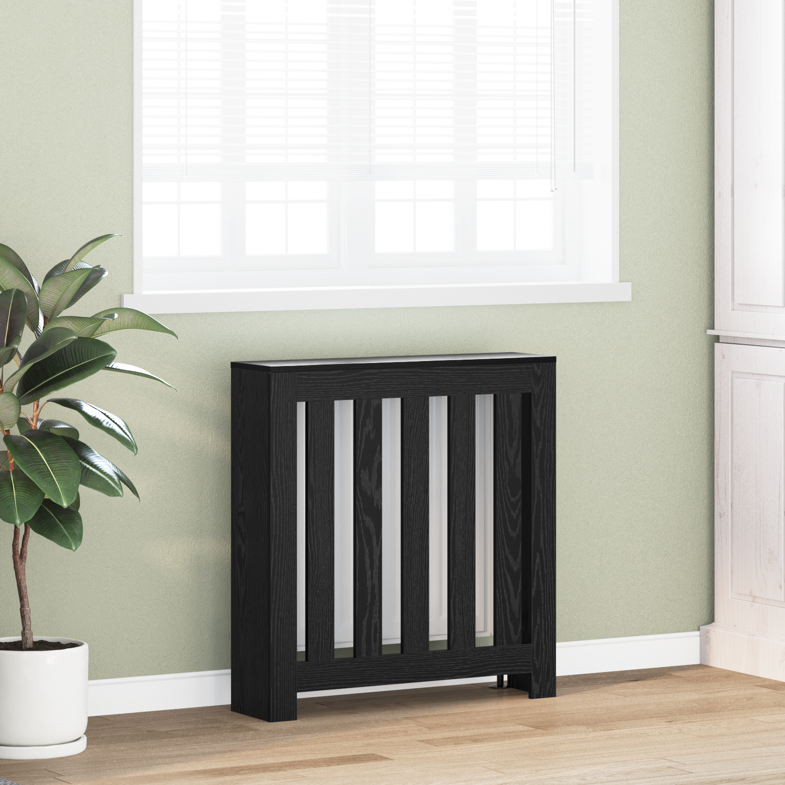 Radiator Cover Black Oak 78x20x82 cm Engineered Wood - Image 3