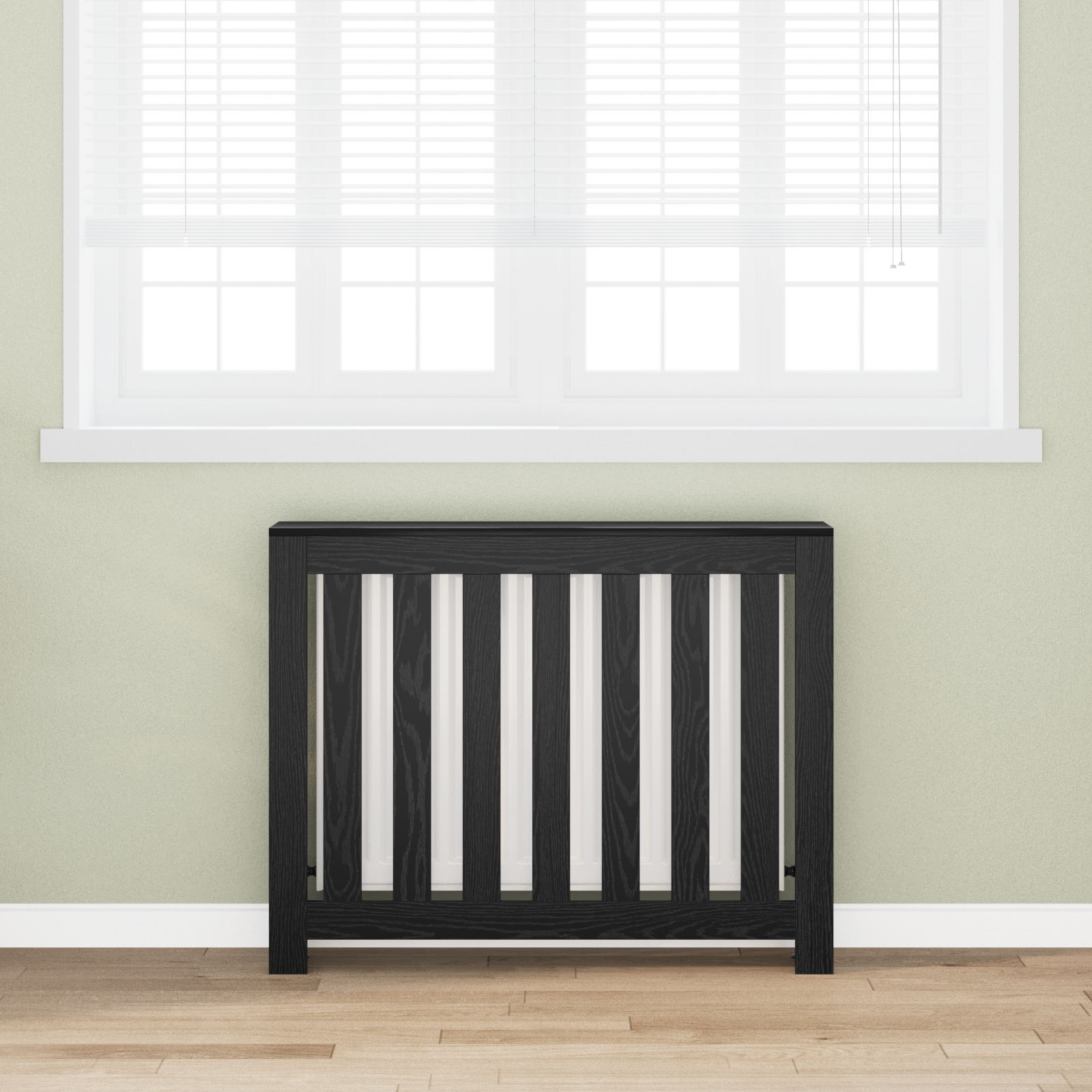 Radiator Cover Zwart Eiken 104x20x82 cm Hout