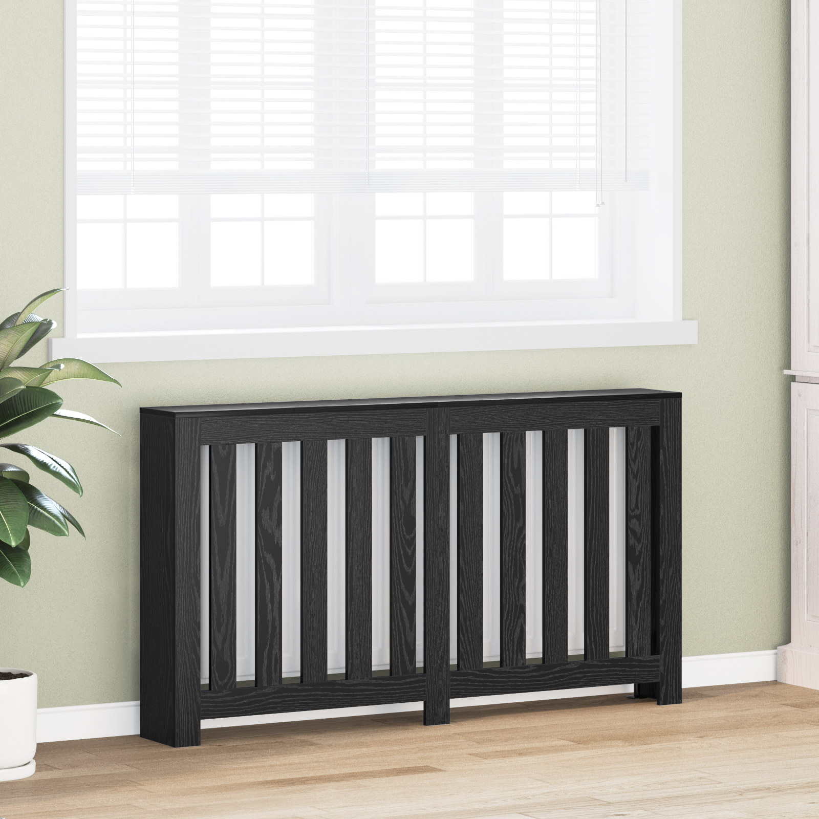 Radiator Cover Black Oak 149x20x82 cm Engineered Wood - Image 3