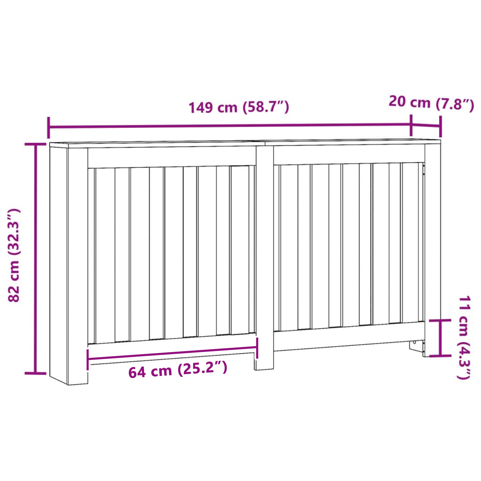 Radiator Cover Black Oak 149x20x82 cm Engineered Wood - Image 8