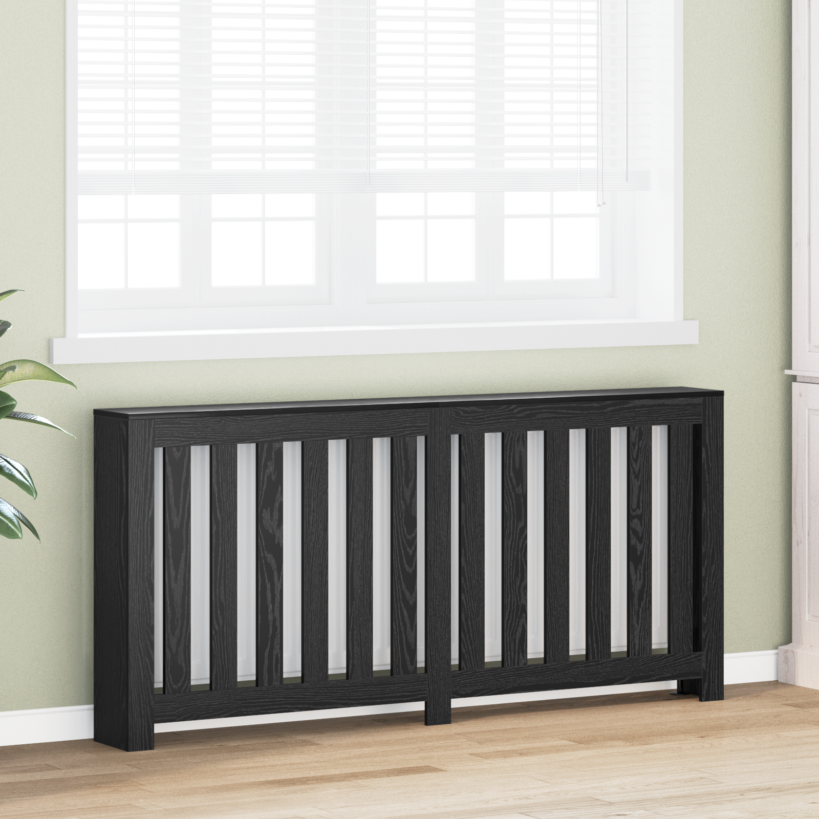 Radiator Cover Black Oak 175x20x82 cm Engineered Wood - Image 3