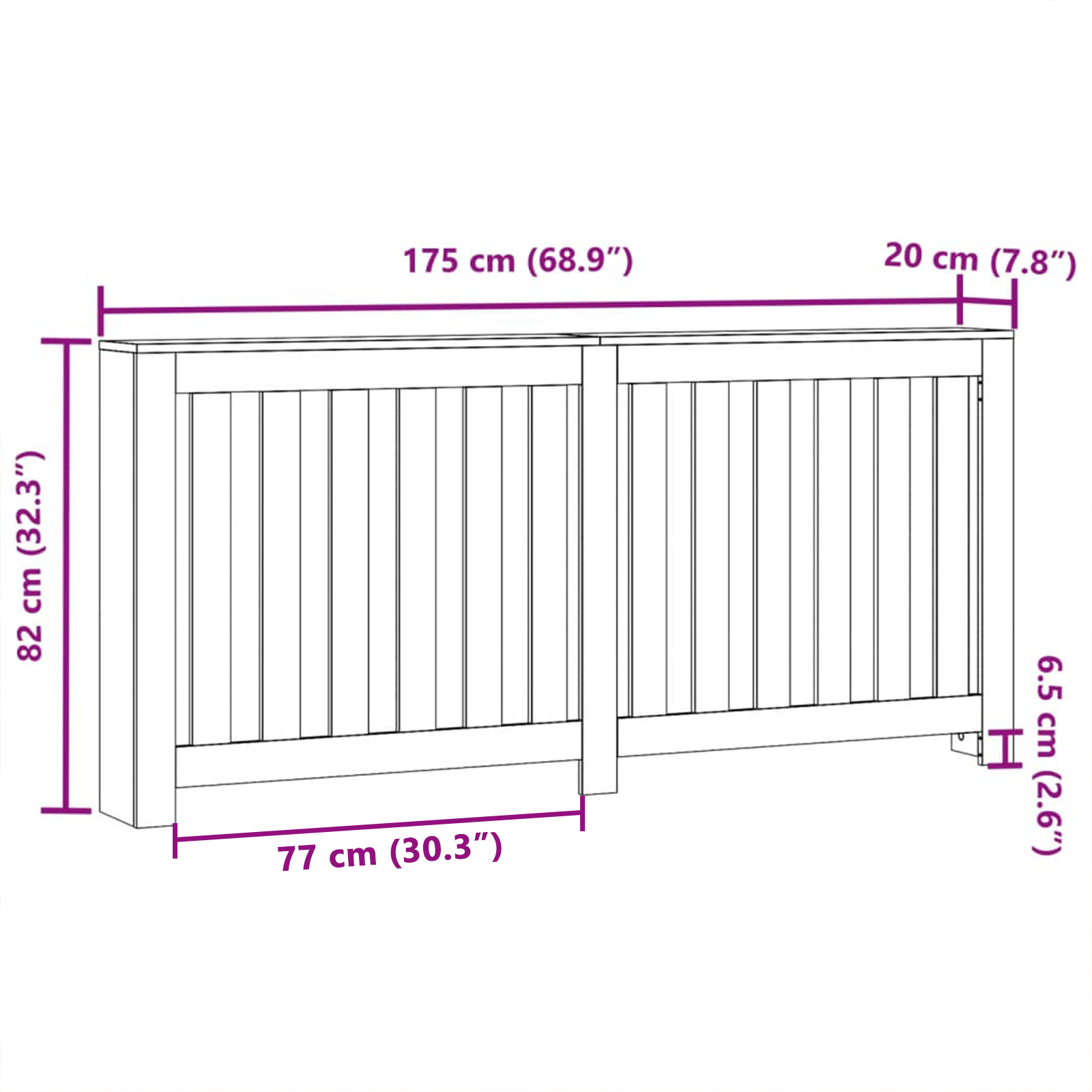 Radiator Cover Black Oak 175x20x82 cm Engineered Wood - Image 8