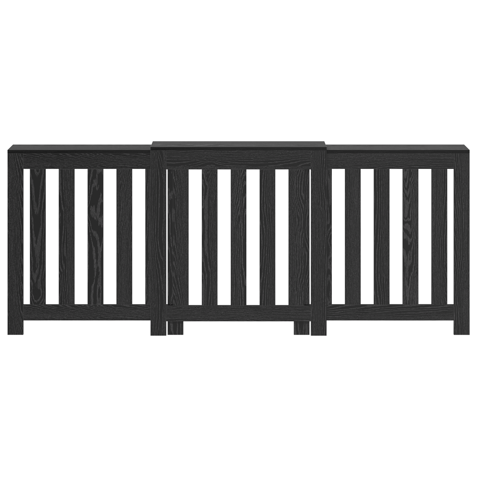 Radiator Cover Black Oak 205x21.5x83.5 cm Engineered Wood - Image 4