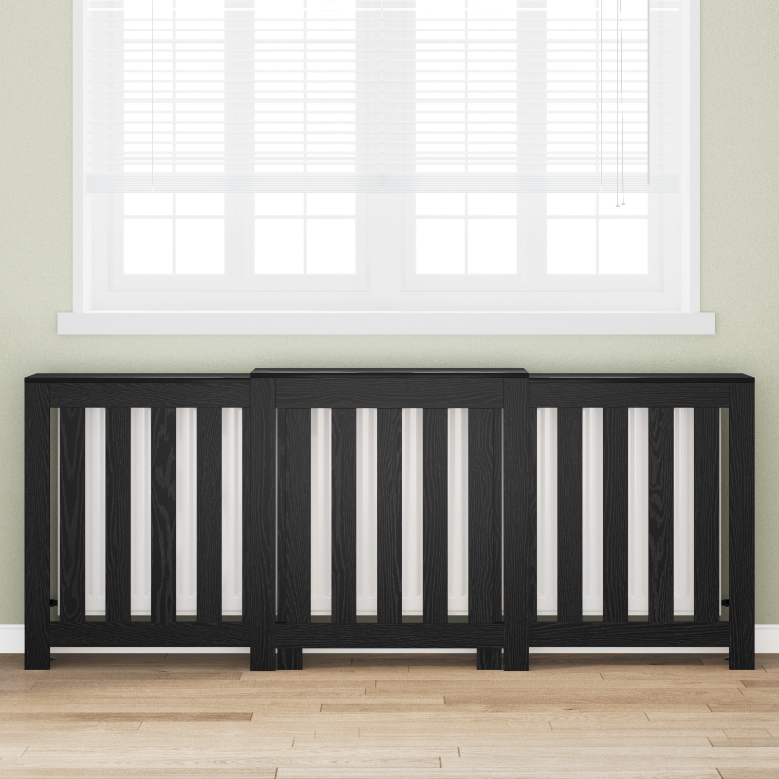 Radiatorcover Zwarte Eik 205×21.5×83.5 cm Gelaagd Hout