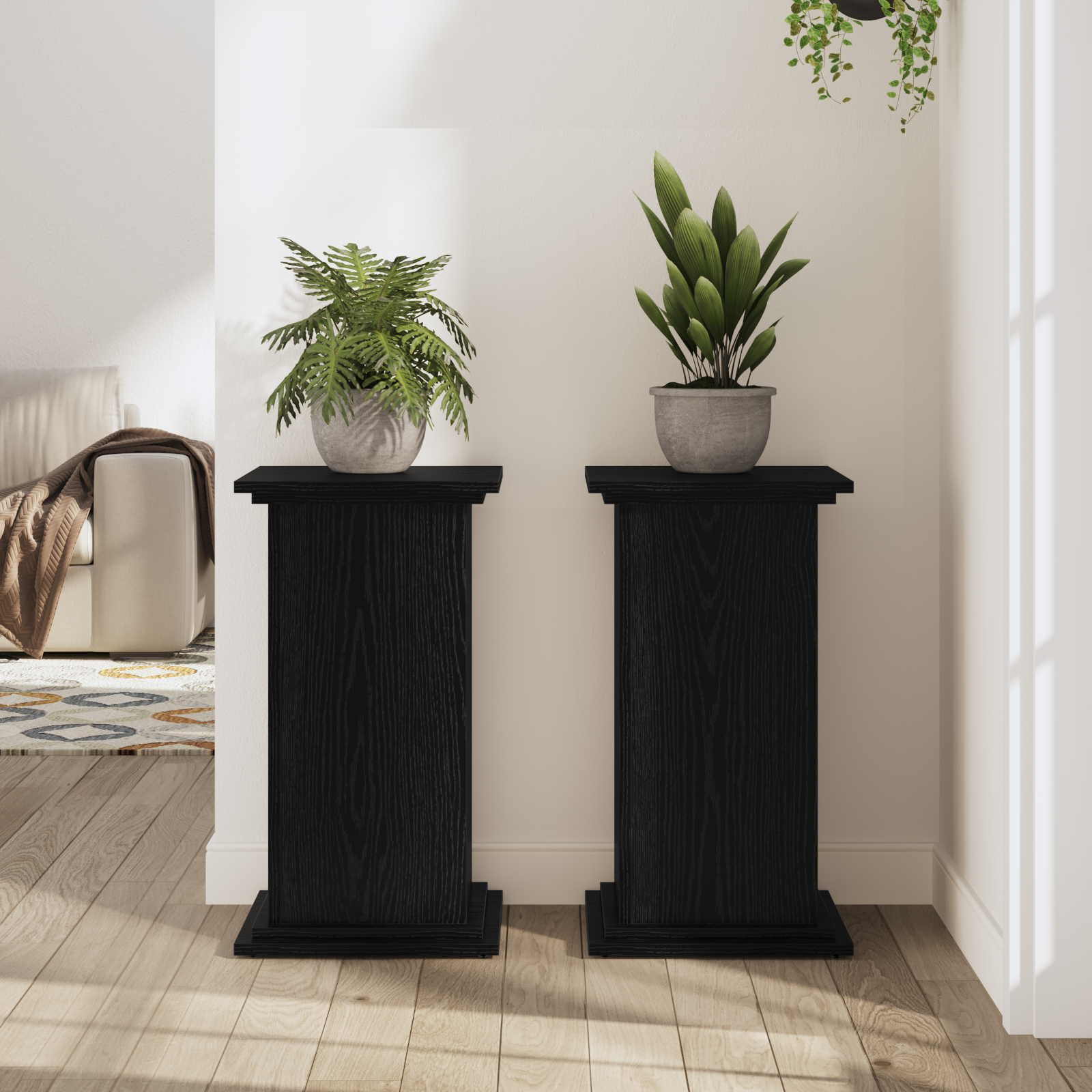 Plant Stand Black Oak 33x33x60 cm Engineered Wood - Image 4