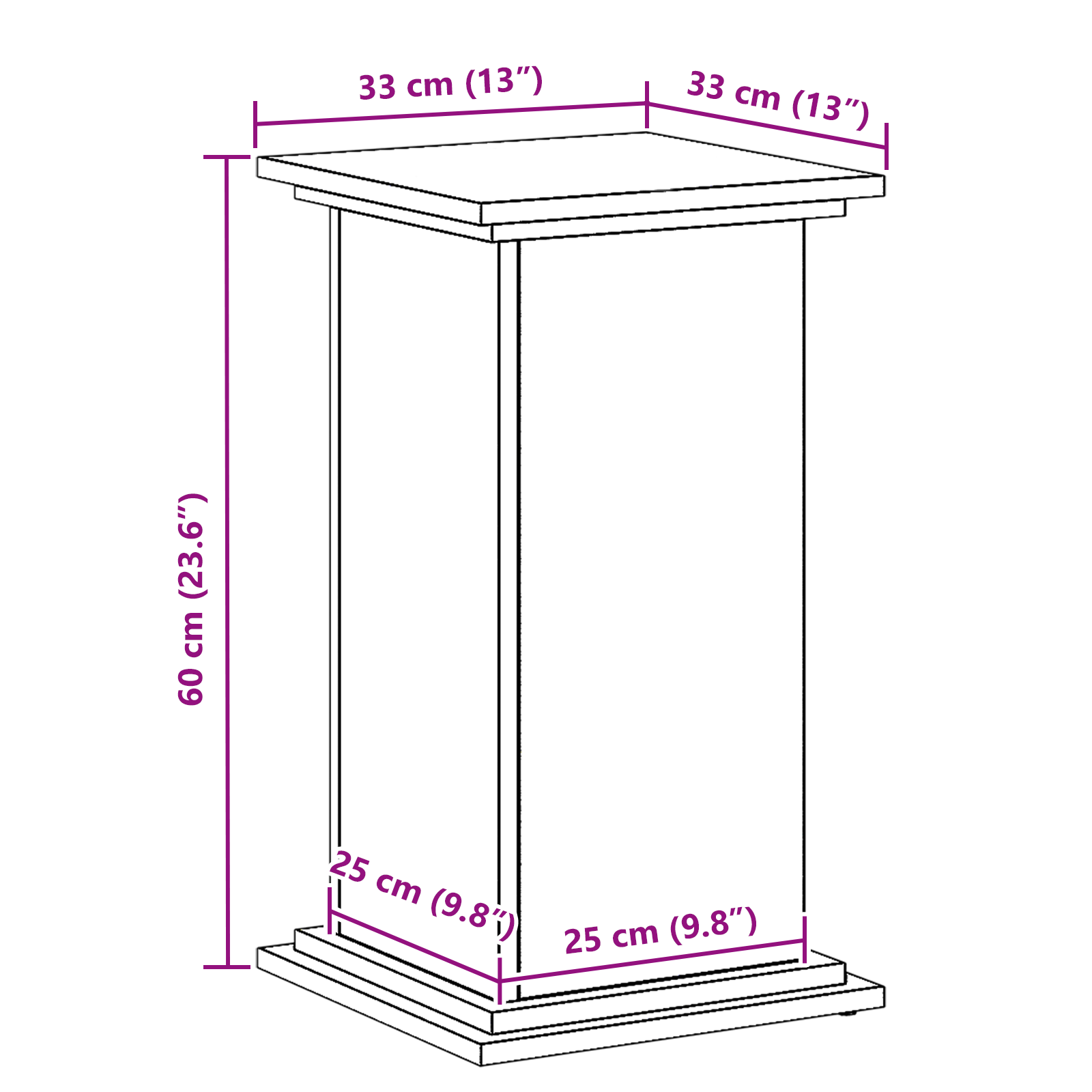 Plant Stand Black Oak 33x33x60 cm Engineered Wood - Image 9