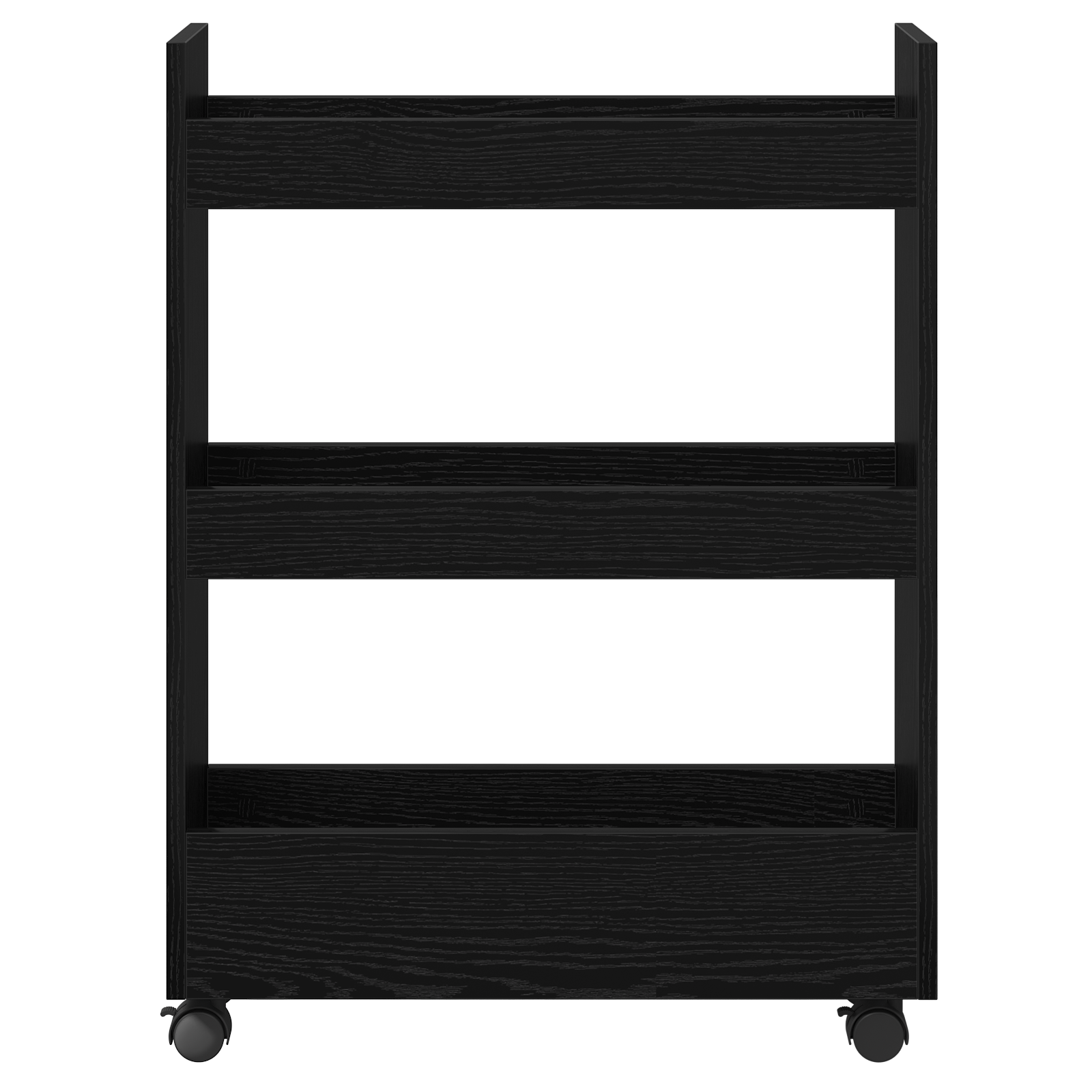 Narrow Storage Trolley 3 Tier Black Oak Engineered Wood - Image 5