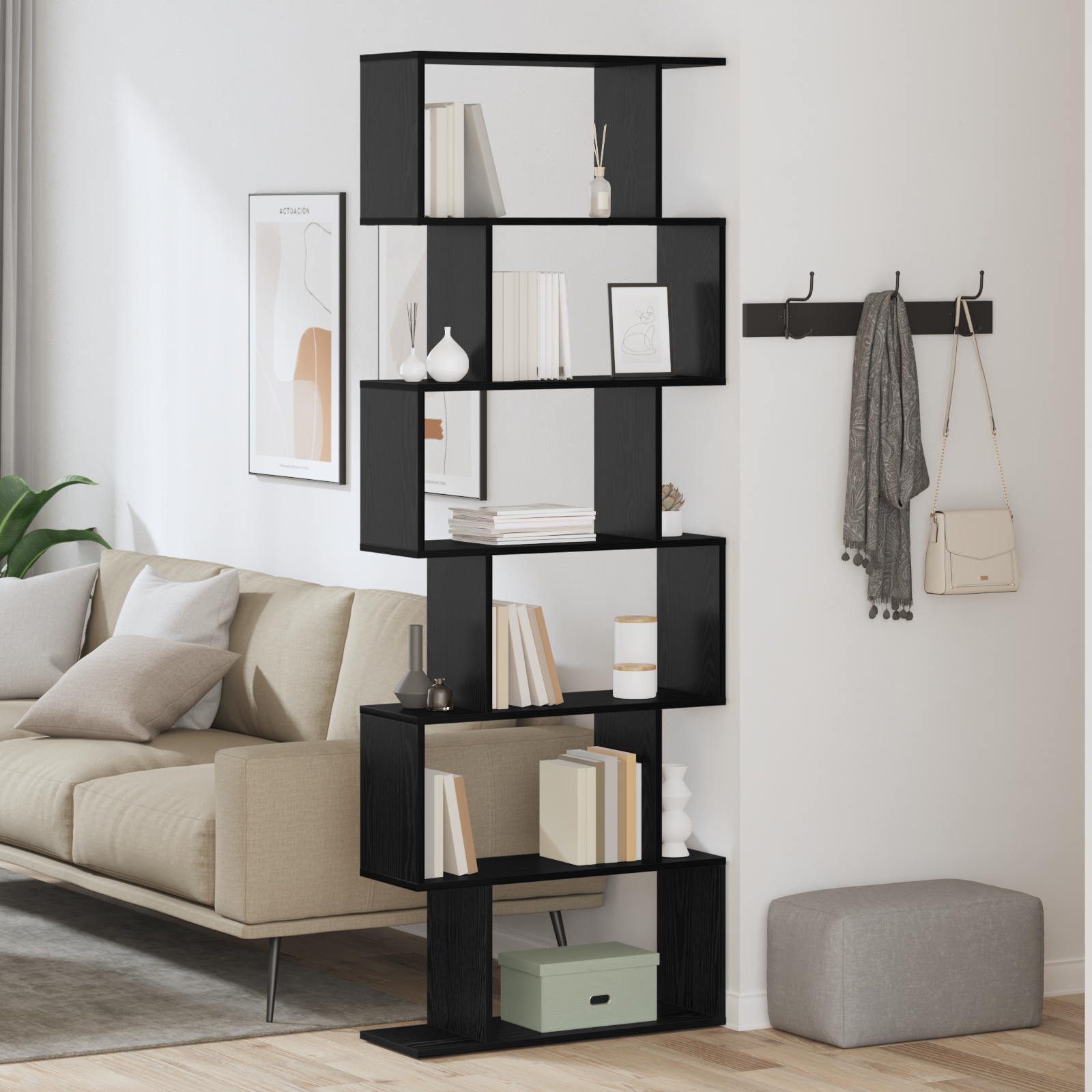 Book Cabinet Black Oak 70x24x193.5 cm Engineered Wood