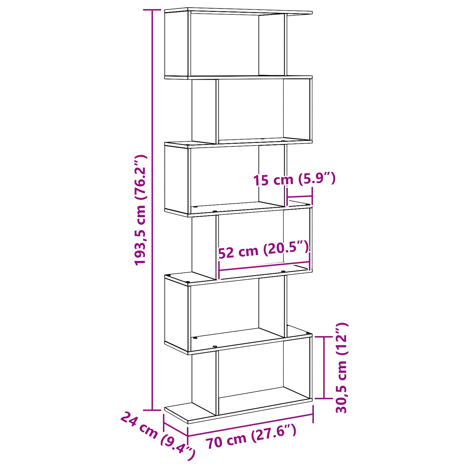 Book Cabinet Black Oak 70x24x193.5 cm Engineered Wood - Image 9