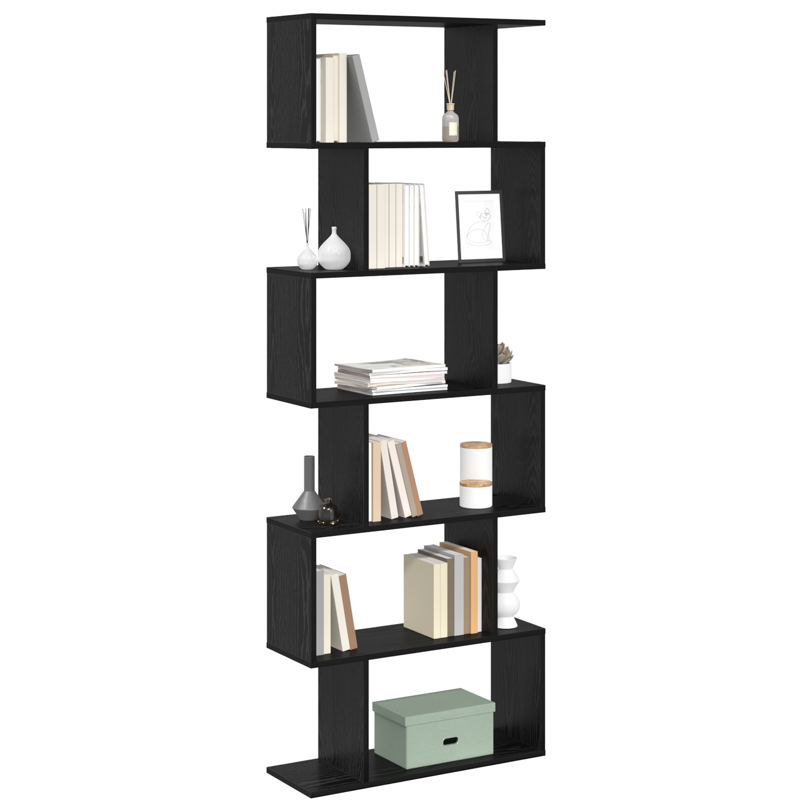 Book Cabinet Black Oak 70x24x193.5 cm Engineered Wood - Image 3