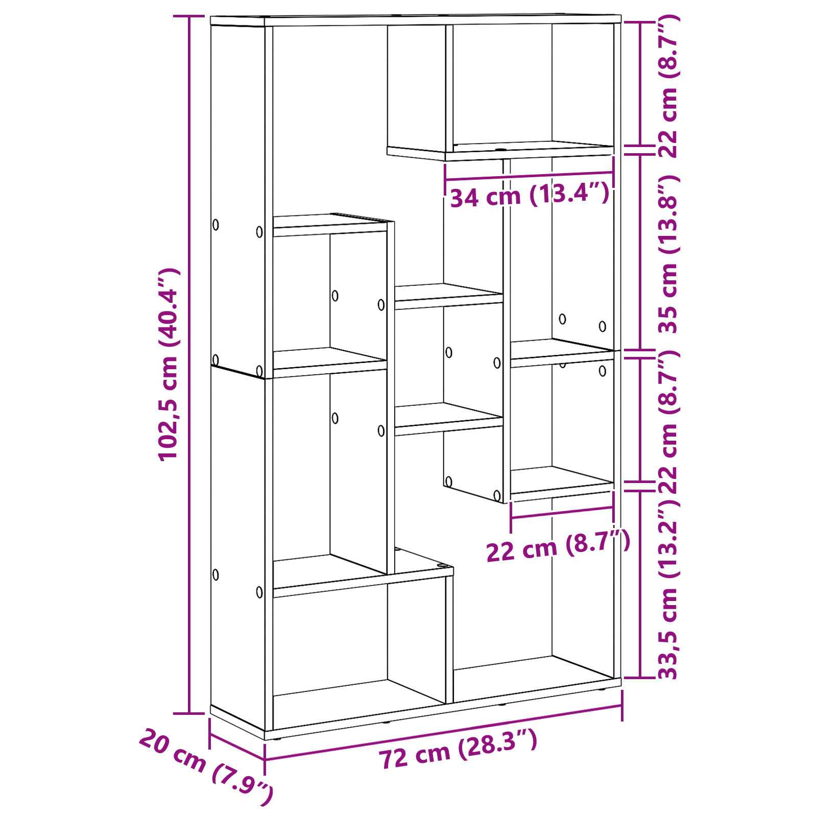 Bookcase Artisan Oak 72x20x120 cm Engineered Wood - Image 9