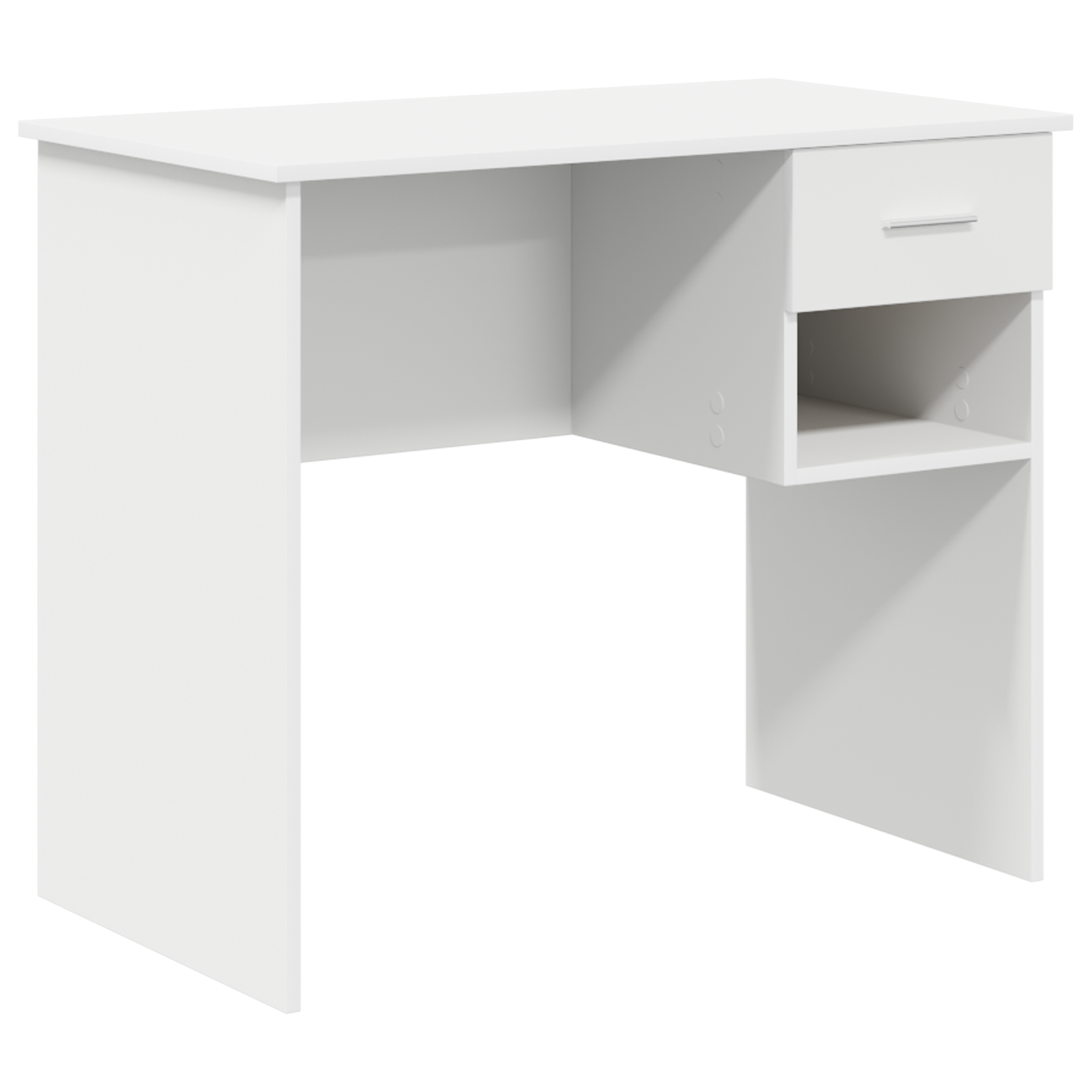 Desk with Storage White 90x49.5x75 cm Engineered wood - Image 2