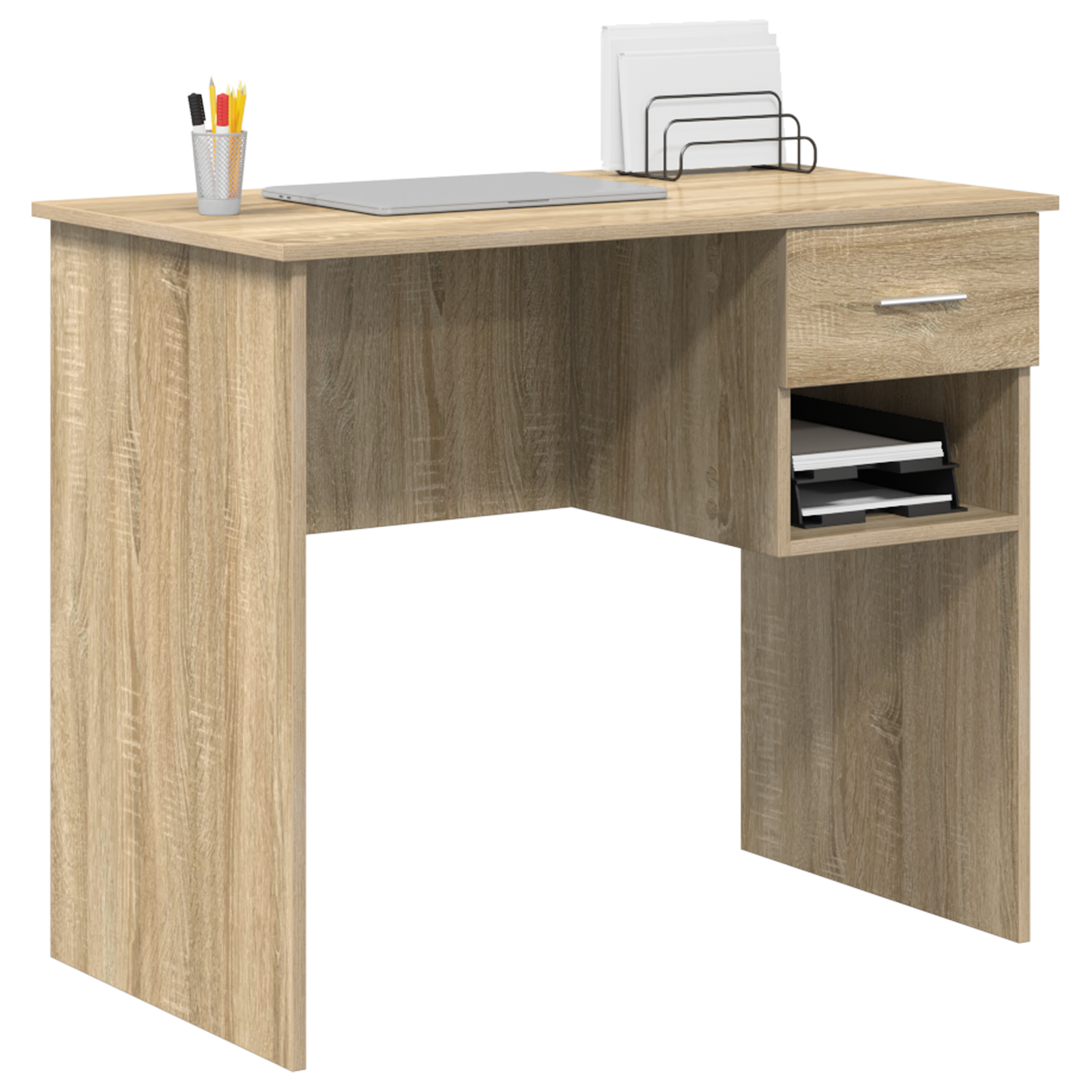 Desk with Storage Sonoma Oak 90x49.5x75 cm Engineered wood - Image 3