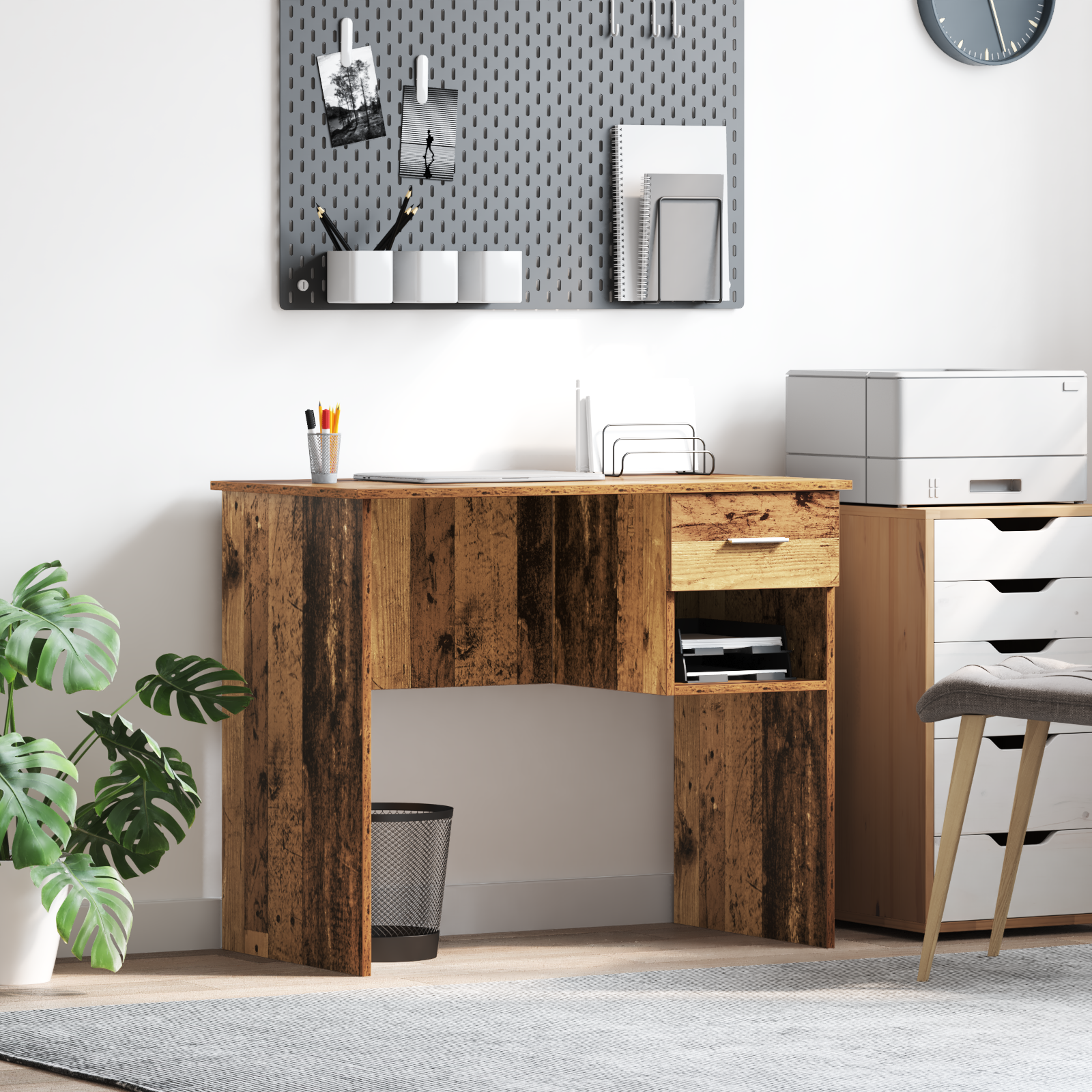 Desk with Storage Old Wood 90x49.5x75 cm Engineered wood