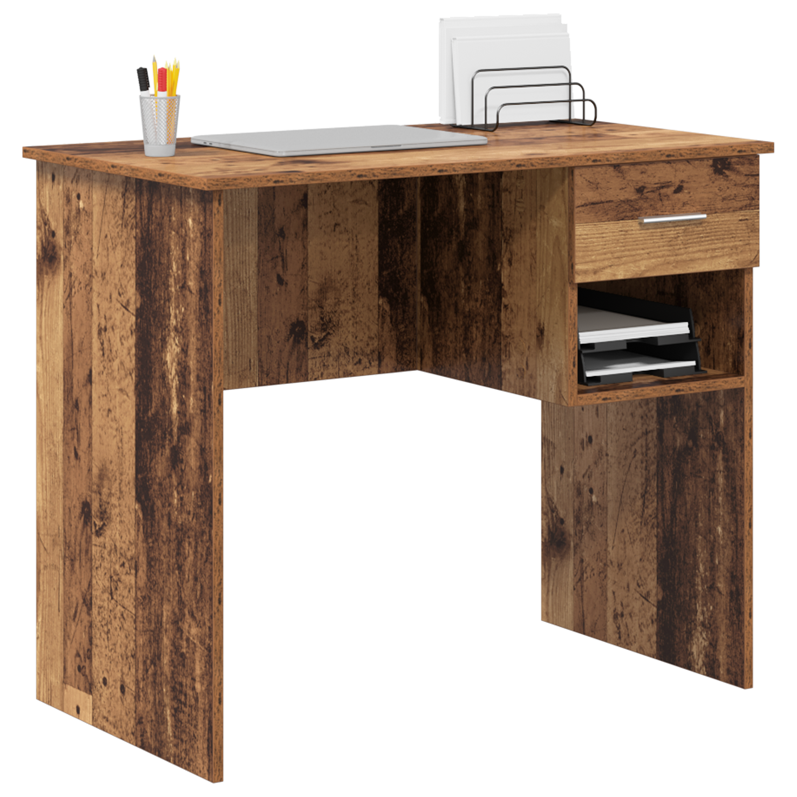 Desk with Storage Old Wood 90x49.5x75 cm Engineered wood - Image 3