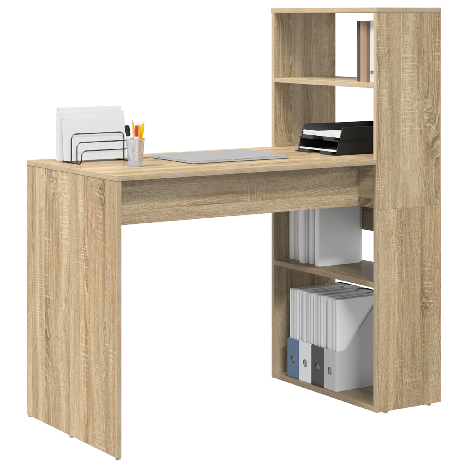 Desk with Storage Sonoma Oak 113x54x120 cm Engineered Wood - Image 3