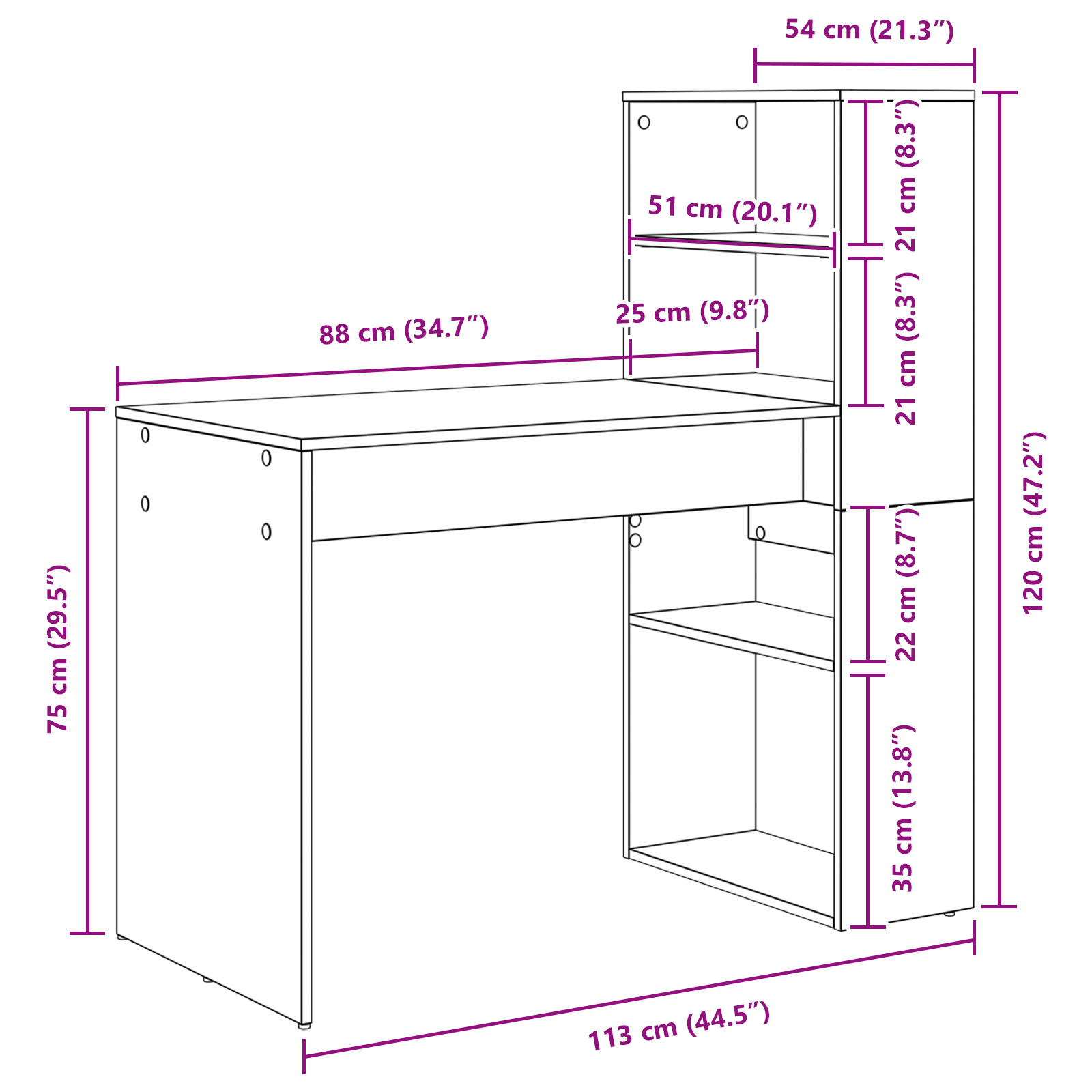 Desk with Storage Concrete Grey 113x54x120 cm Engineered Wood - Image 9