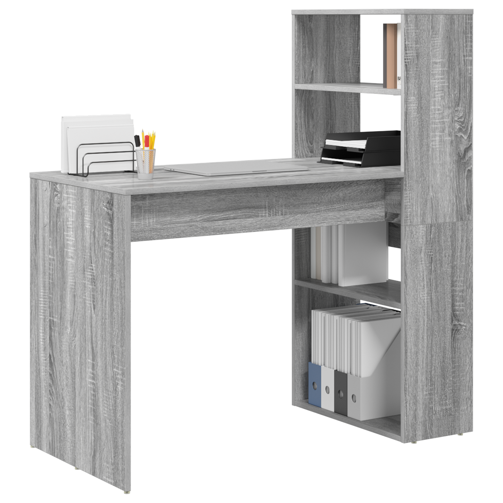 Desk with Storage Grey Sonoma 113x54x120 cm Engineered Wood - Image 3
